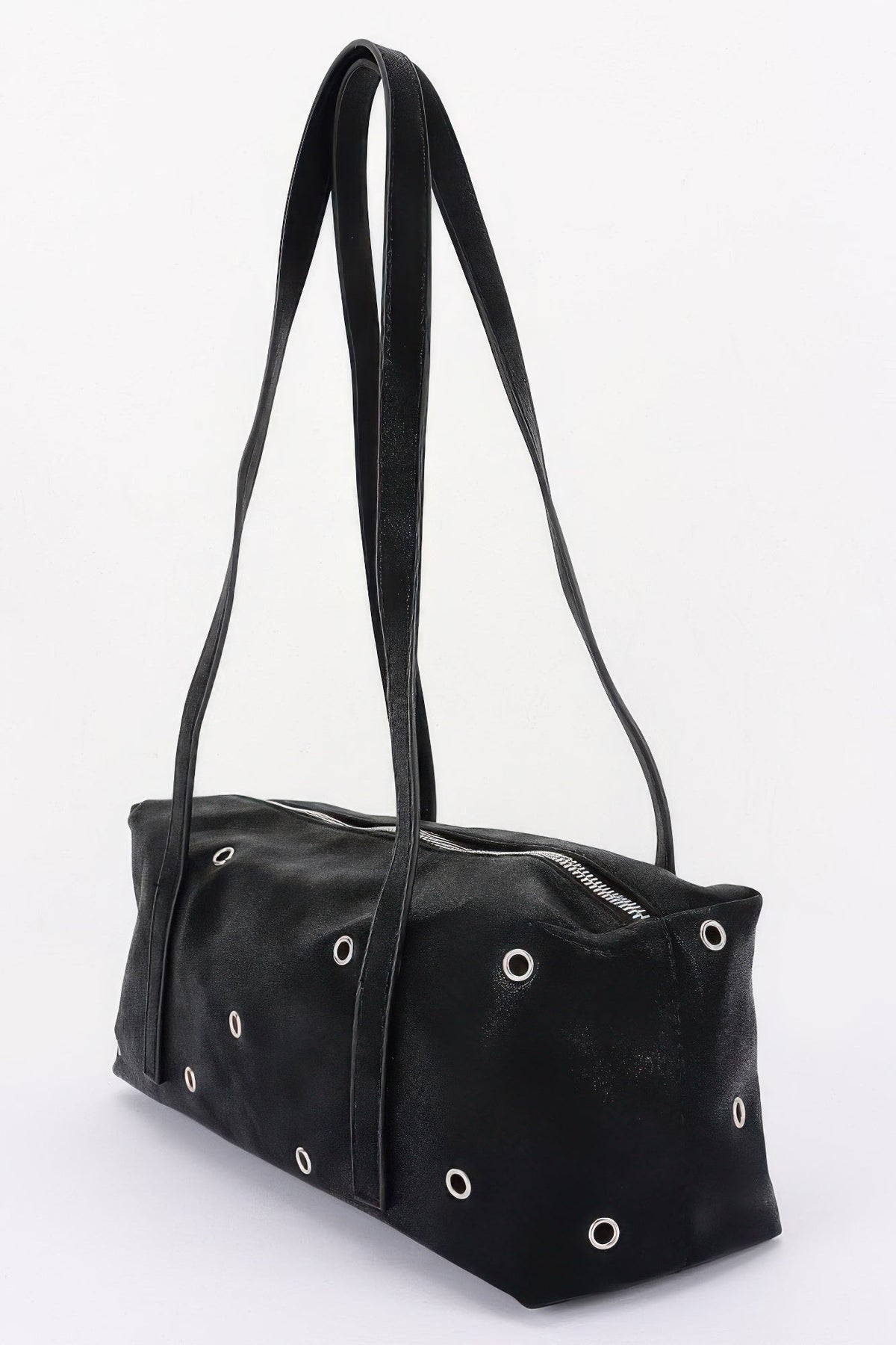 Vegan Leather Eyelet Studded Rectangular Bag