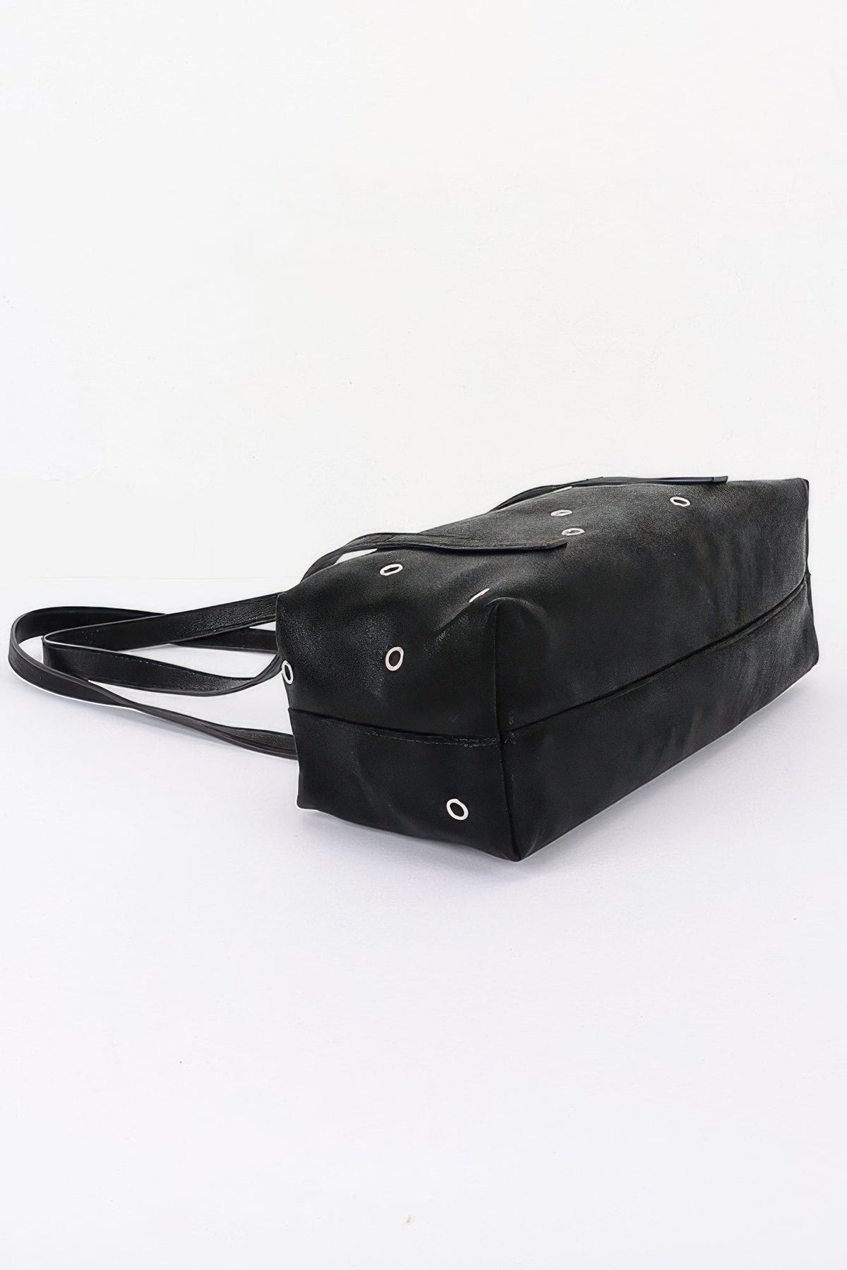 Vegan Leather Eyelet Studded Rectangular Bag