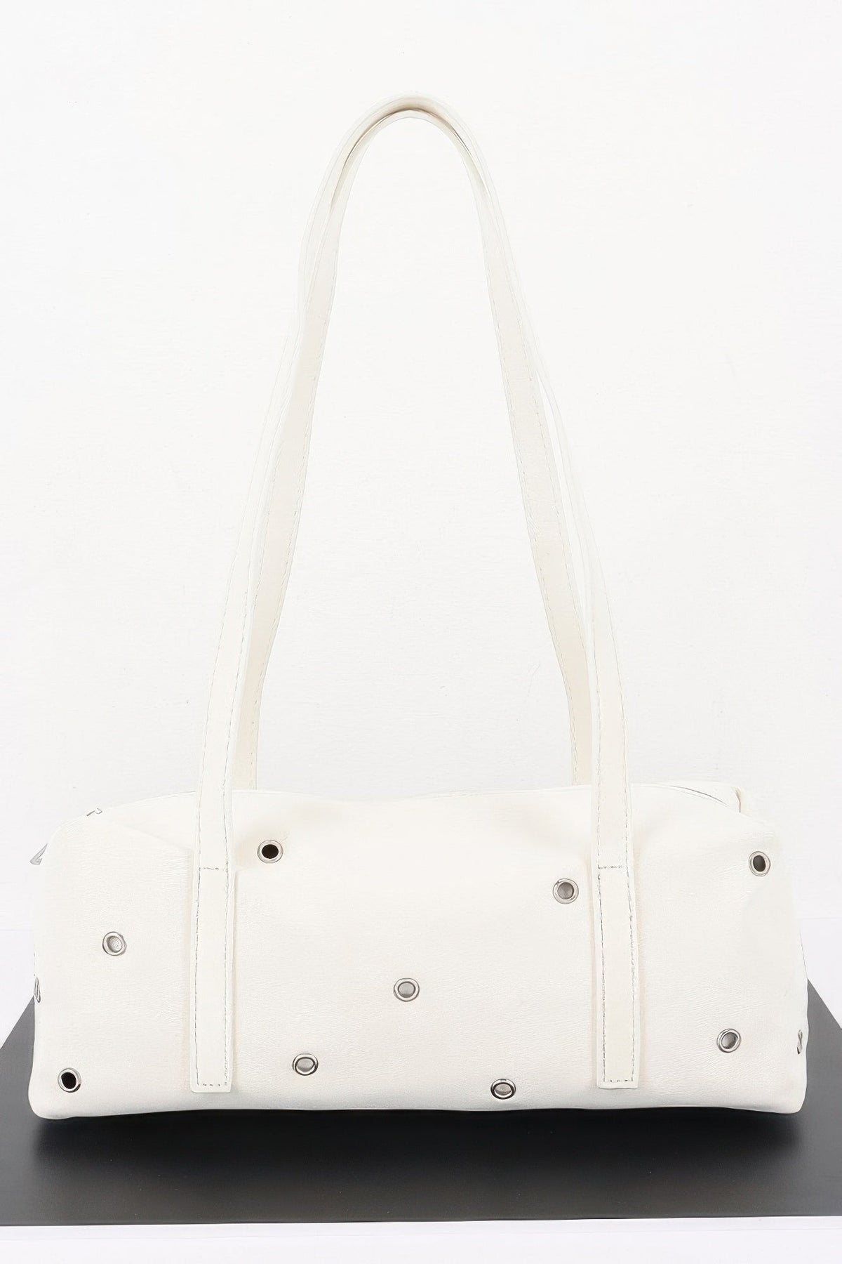 Women's Shoulder Bag Vegan Leather Eyelet Studded Rectangular BYMANYC ® New York CONTEMPORARY HARDWARE STRUCTURED PURSE - New Collection