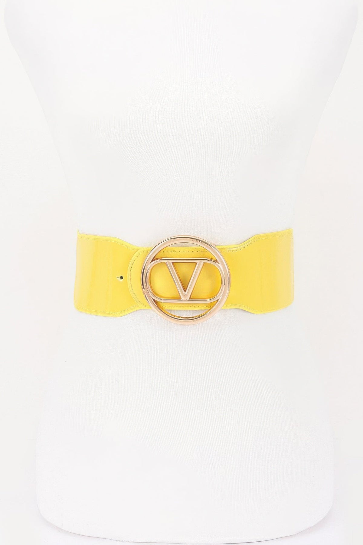 Vegan Leather Metal Buckle Elastic Belt