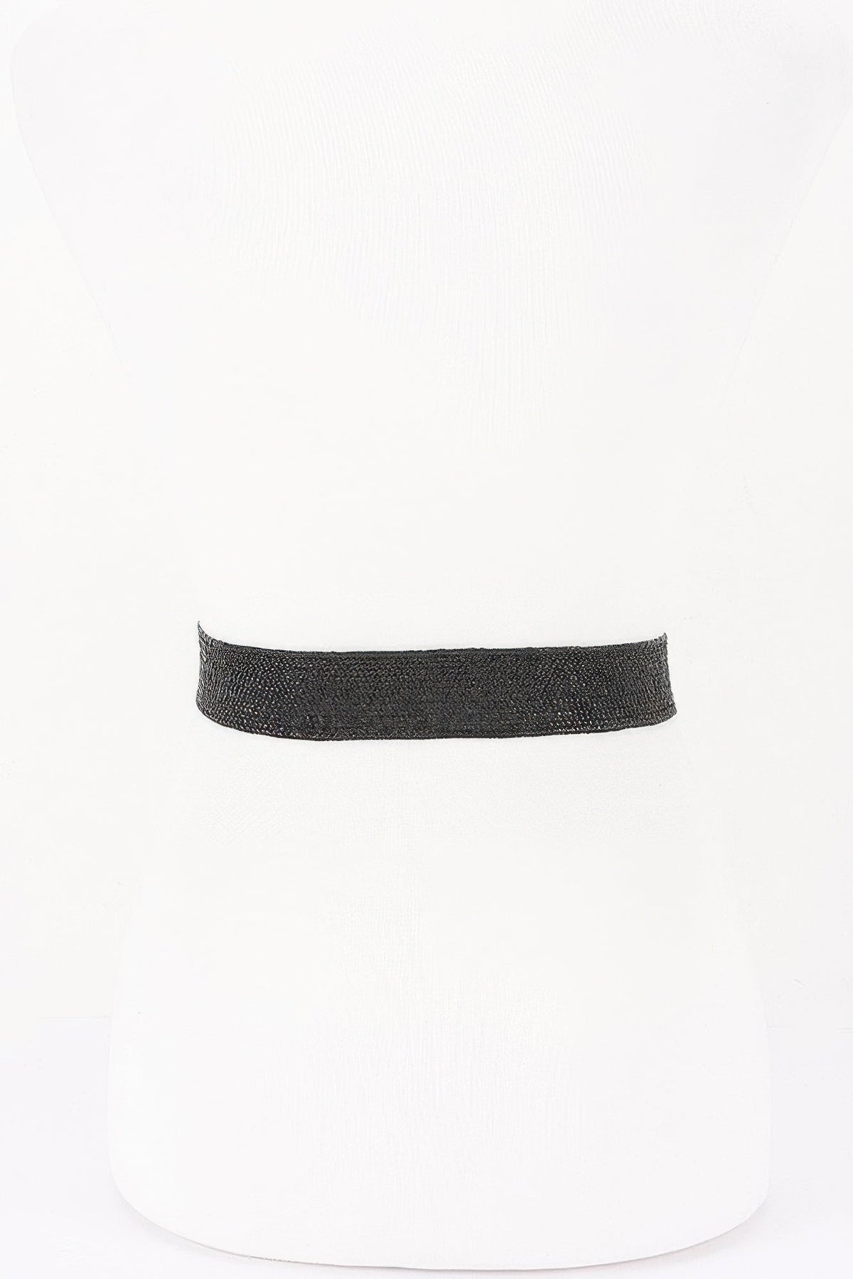 Faux Straw Metal Buckle Elastic Belt