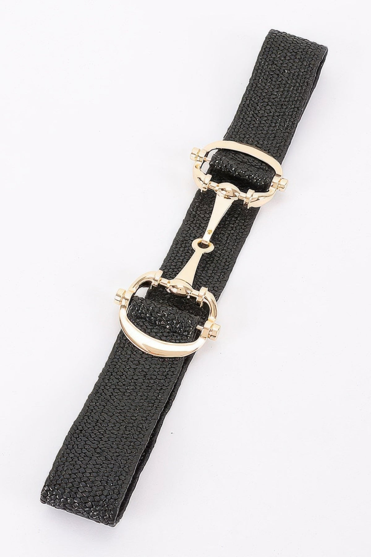 Faux Straw Metal Buckle Elastic Belt