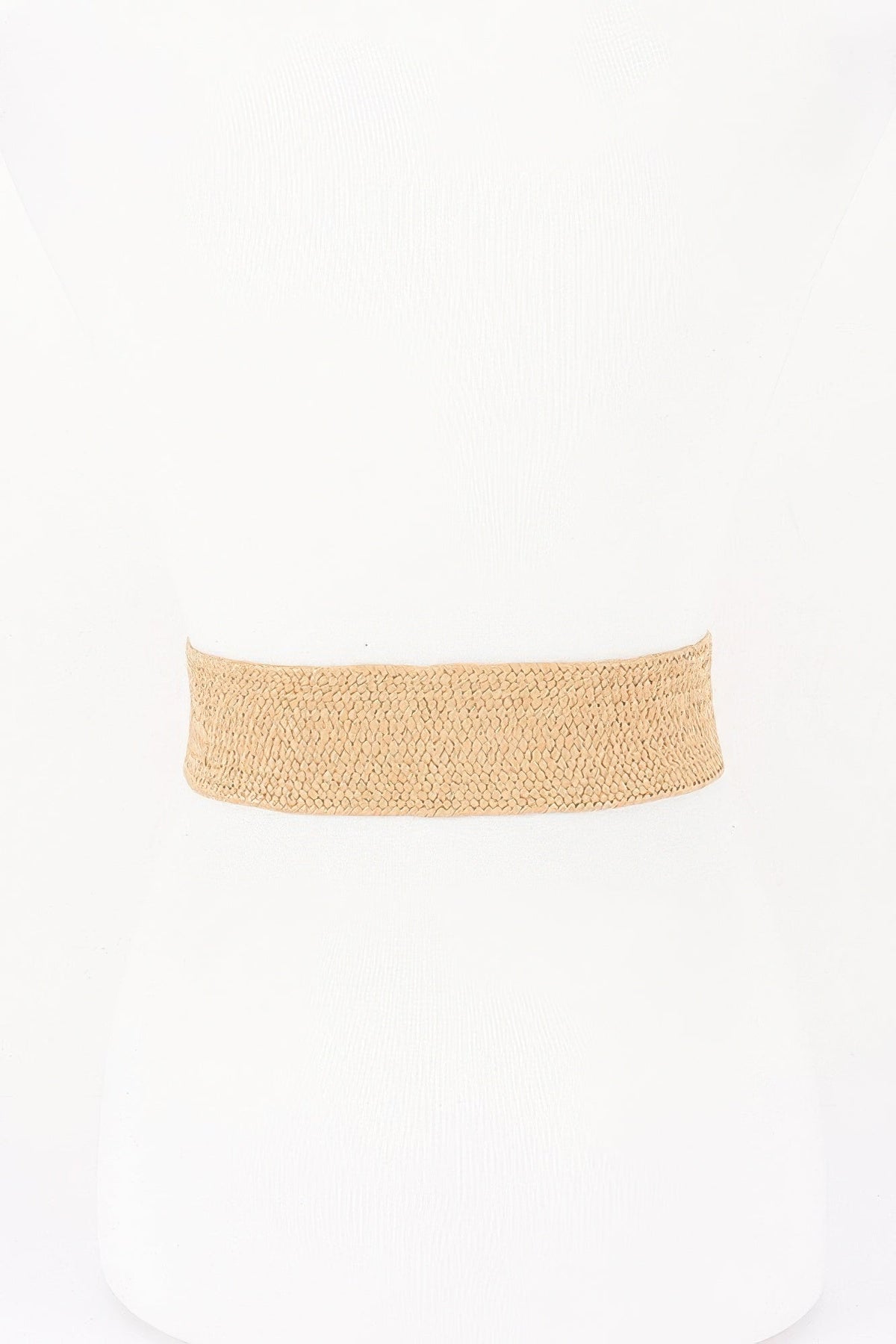 Faux Straw Big Metal Buckle Elastic Plus Size Belt