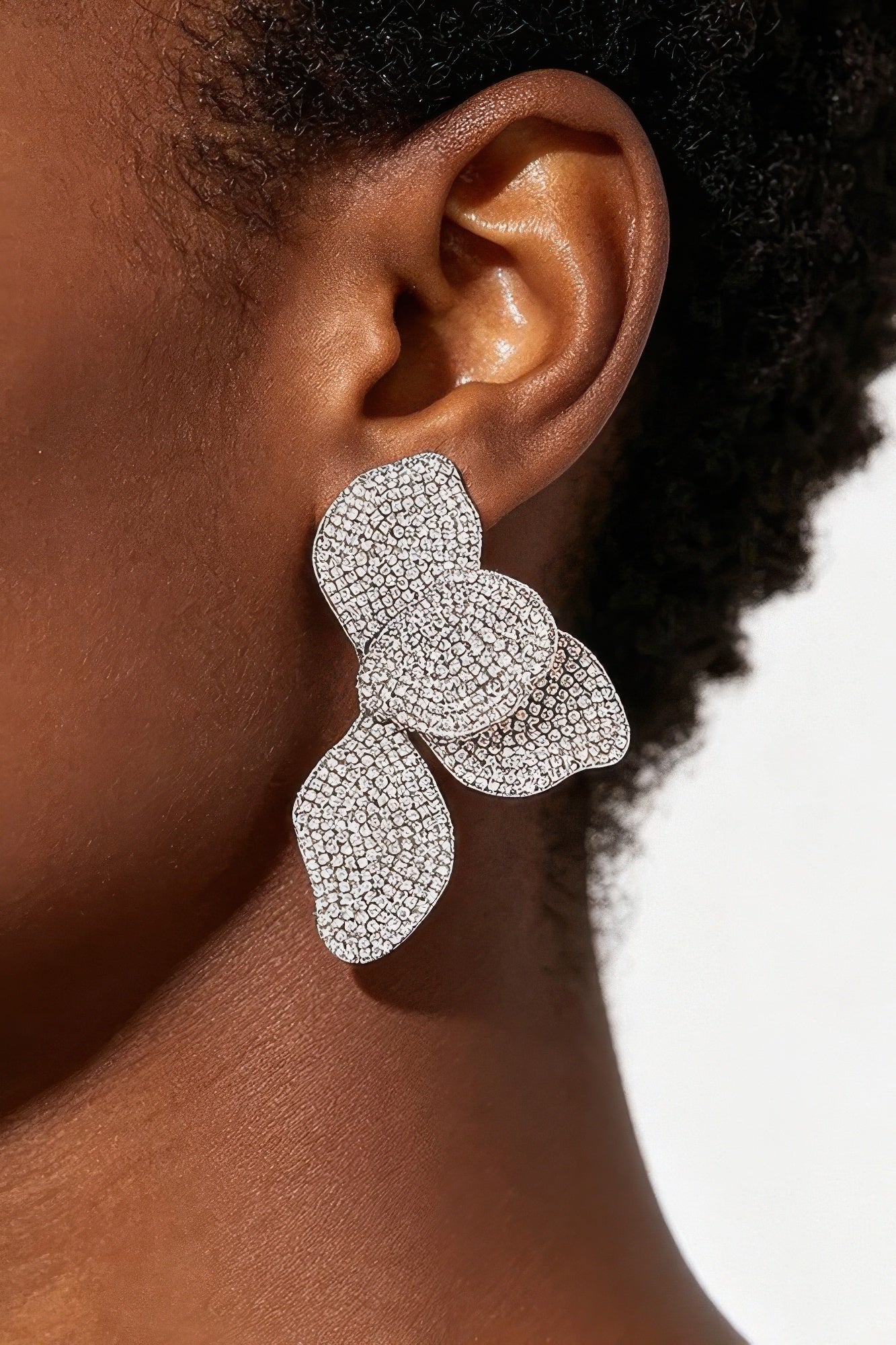 Rhinestone-encrusted Four-leaf Statement Earrings