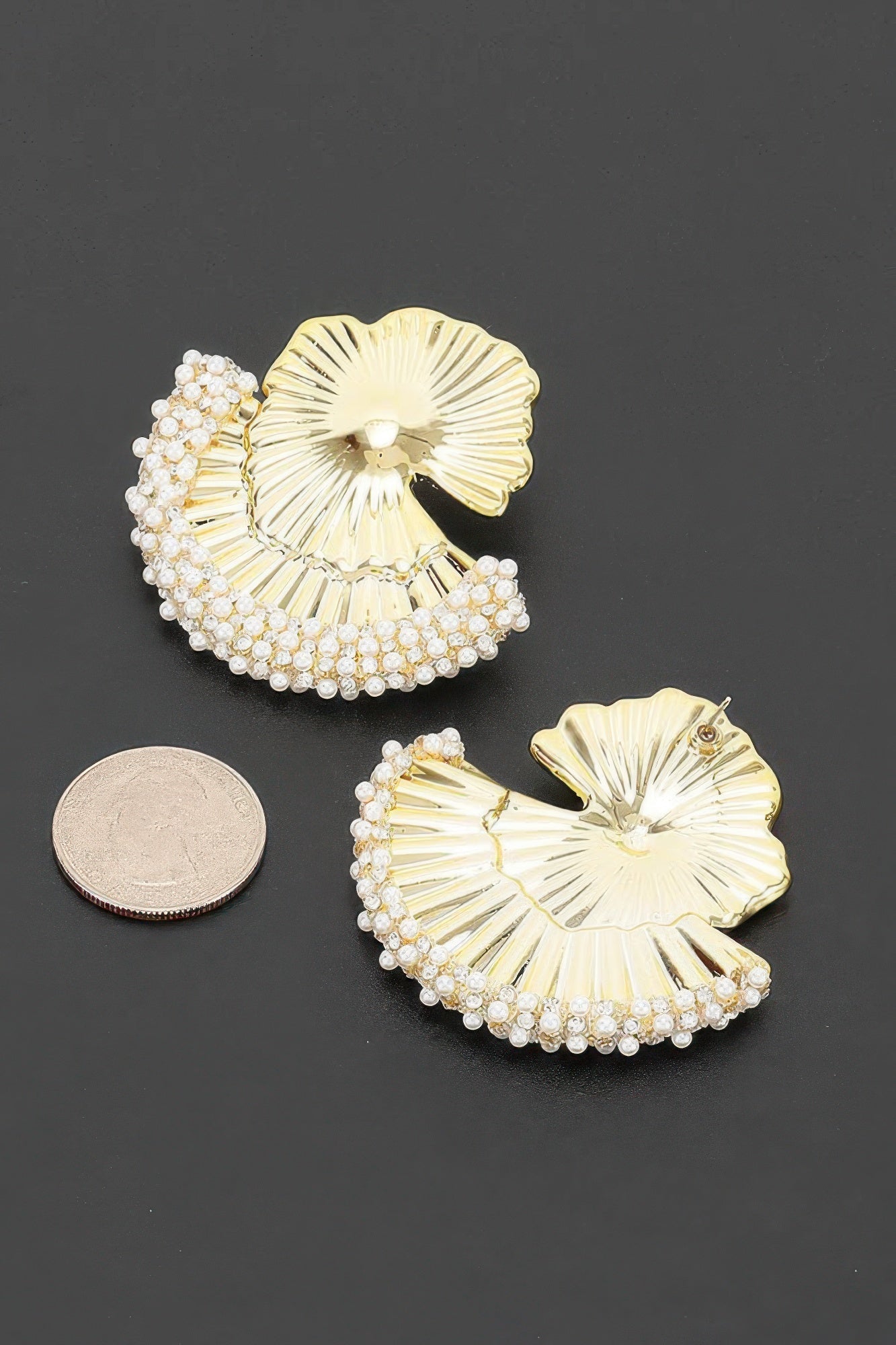 Ginkgo Leaf Pearl-trimmed Stud Earrings