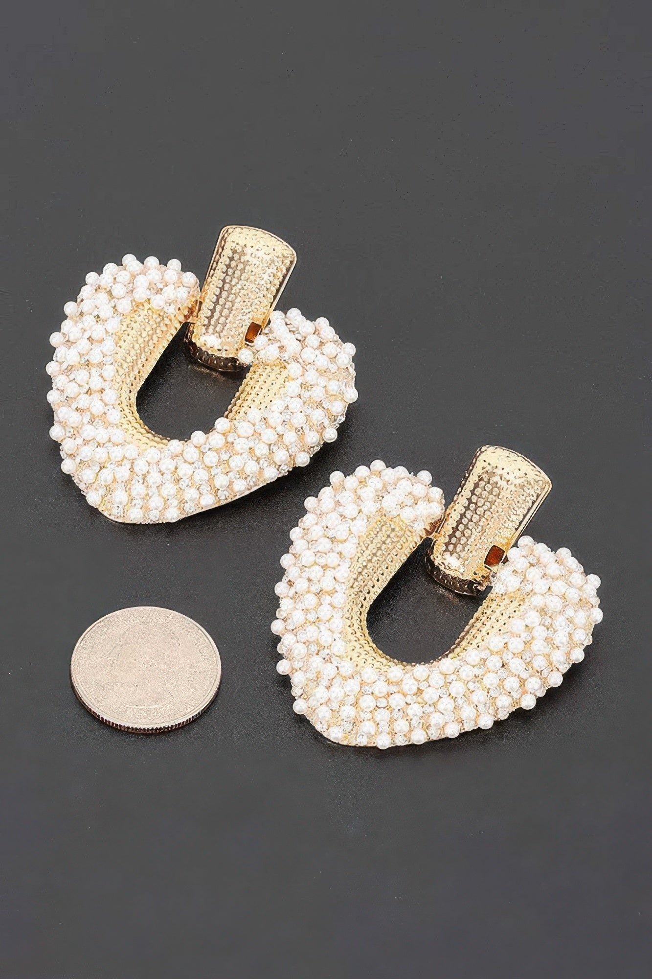 Beaded U-shape Door Knocker Earrings
