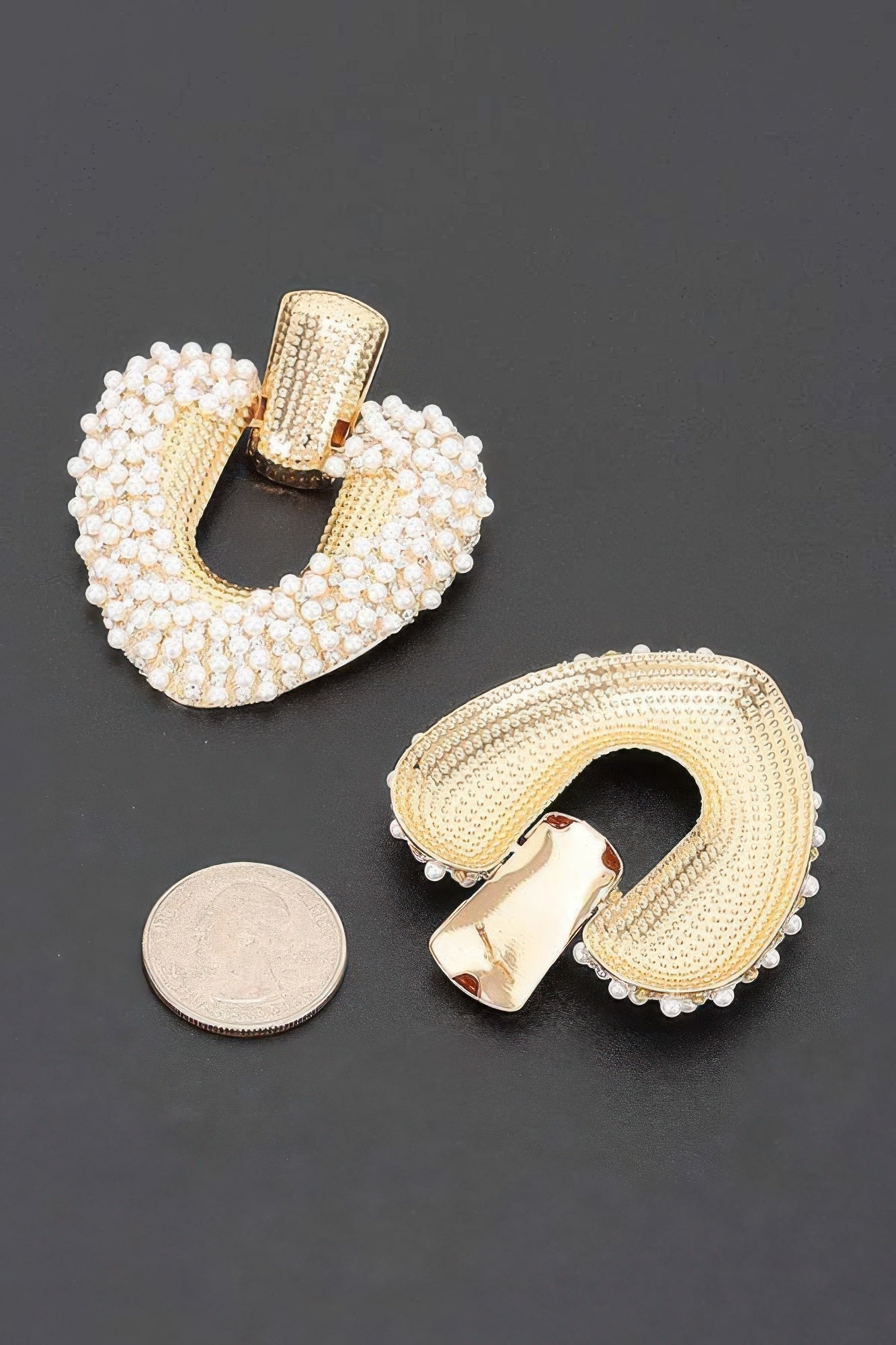 Beaded U-shape Door Knocker Earrings