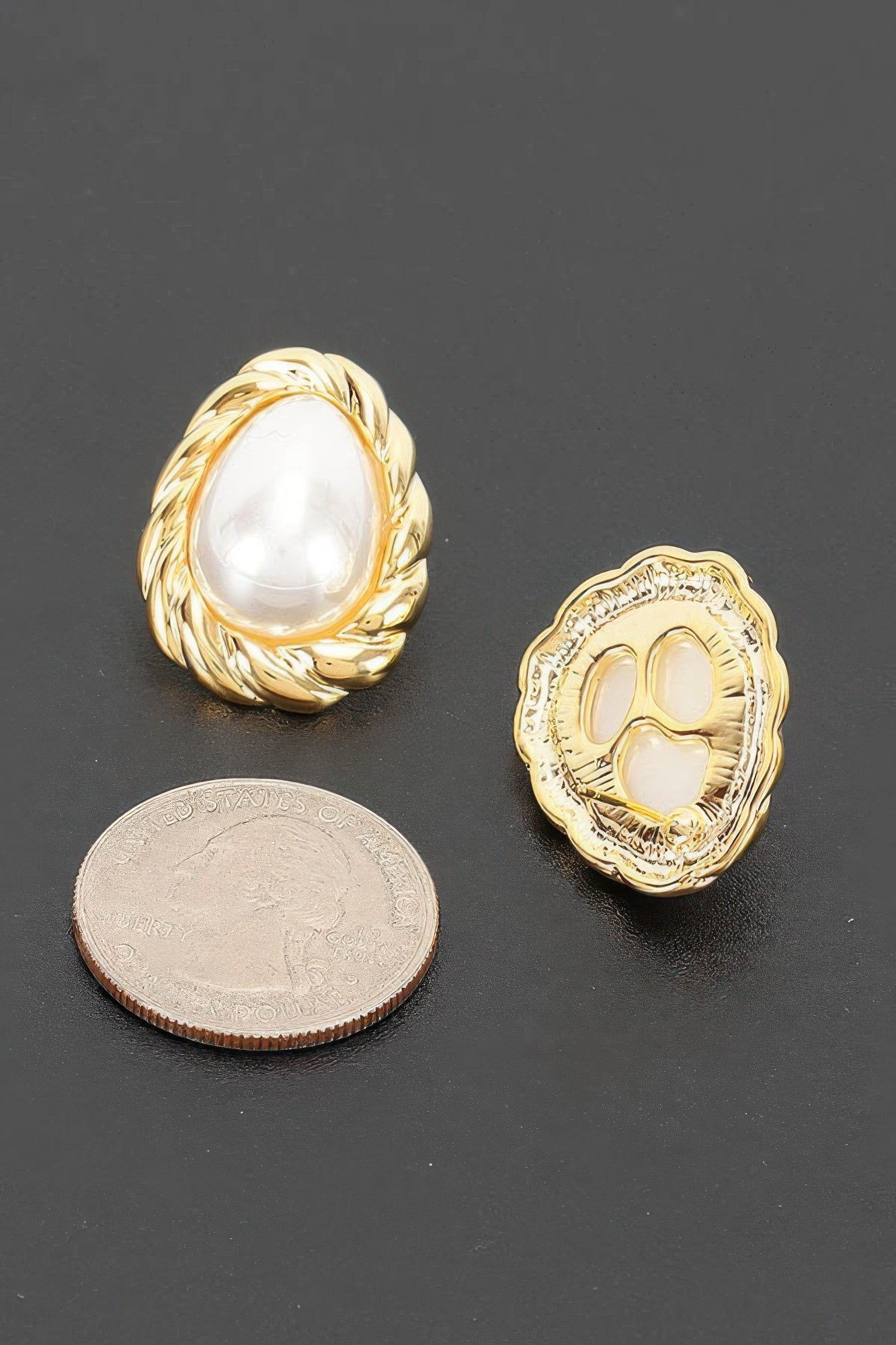 Teardrop Pearl Stud Earrings With Twisted Metal Frame