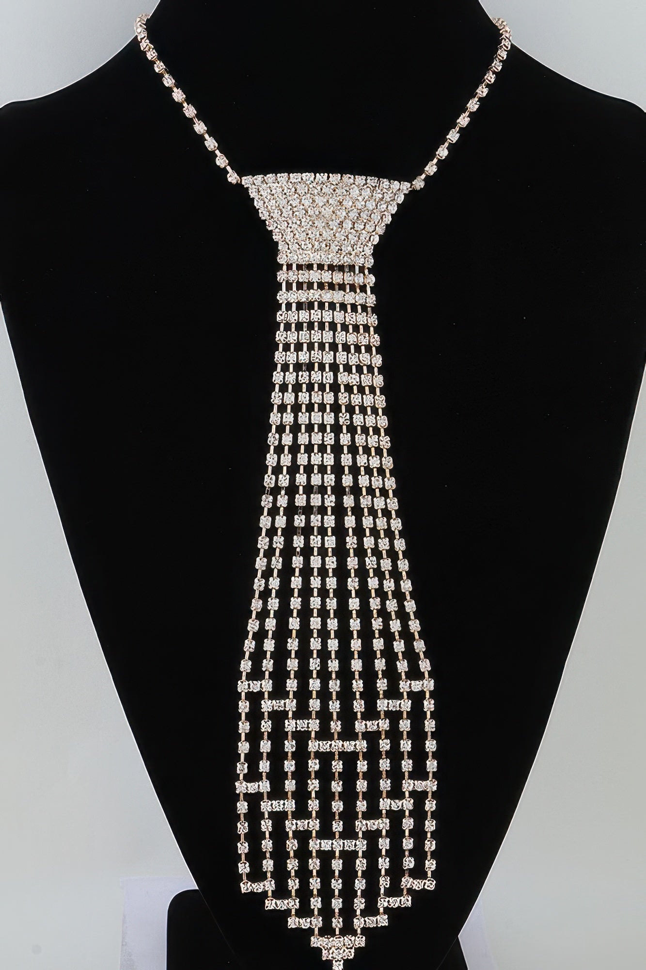 Bejeweled Tie Drop Necklace