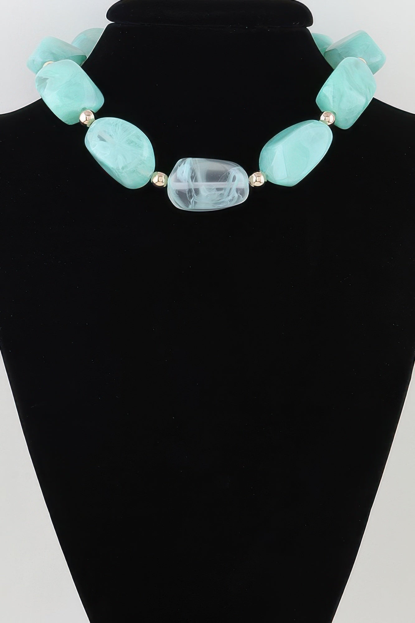 Multi Marble Stone Beaded Statement Necklace