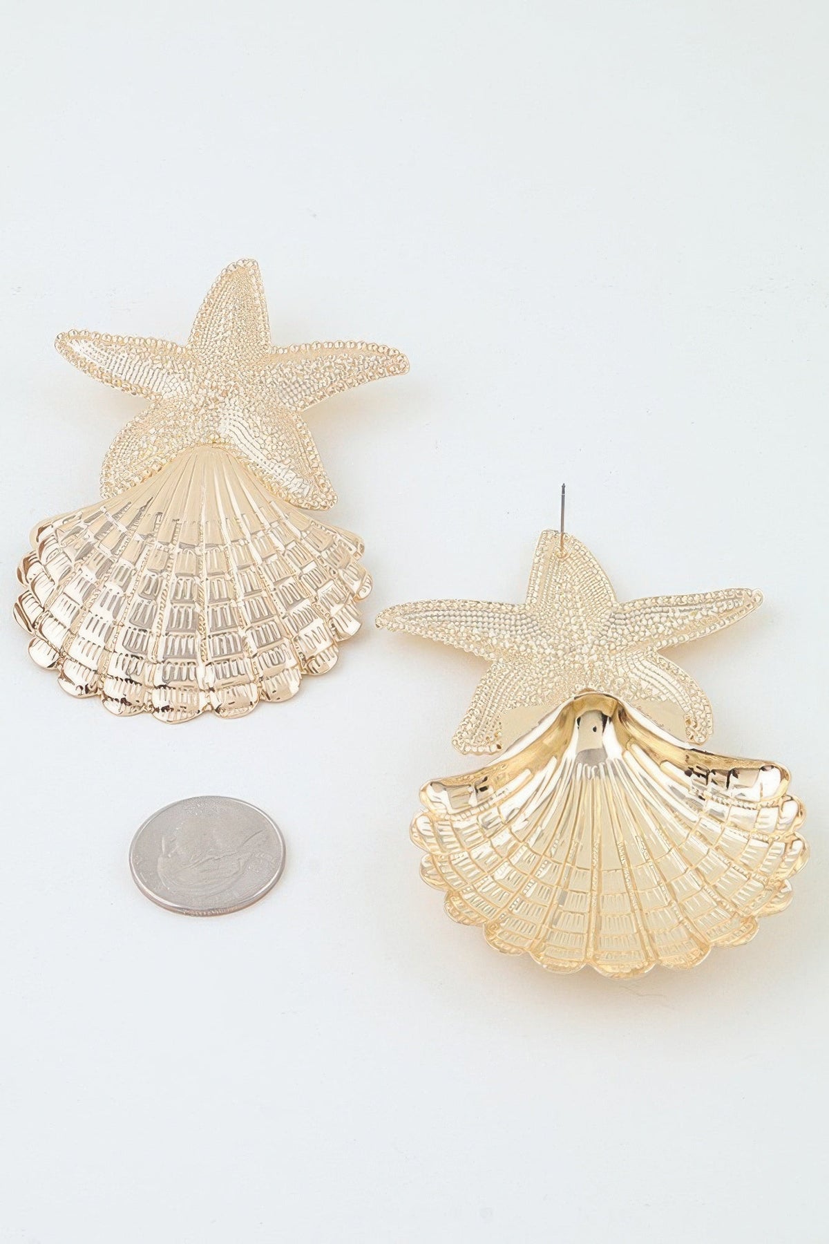Polished Starfish Shell Drop Earrings