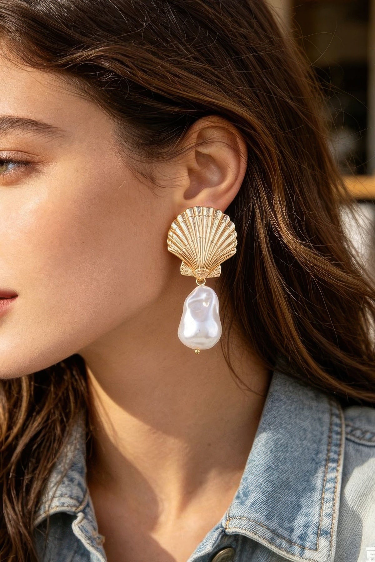 Multi Clam Pearl Drop Earrings