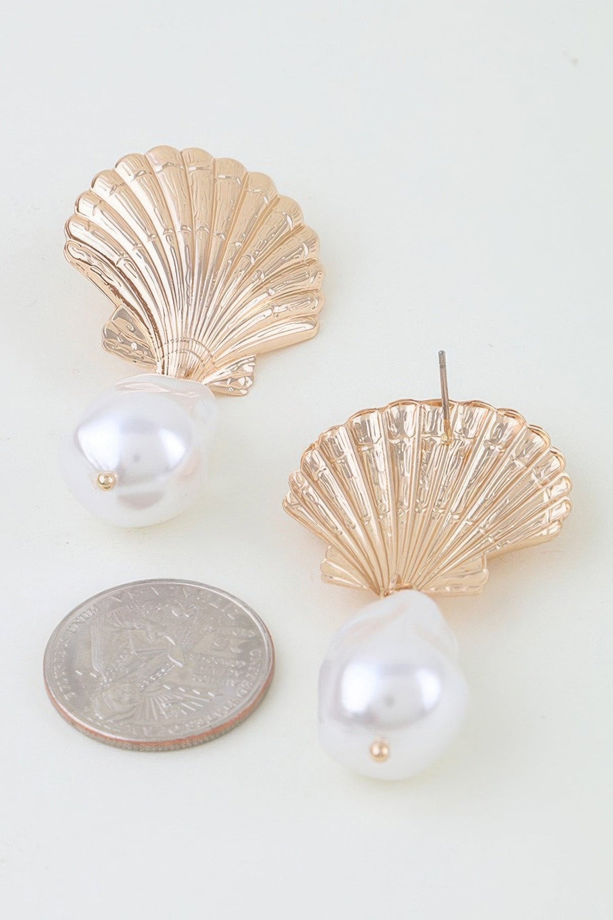Multi Clam Pearl Drop Earrings
