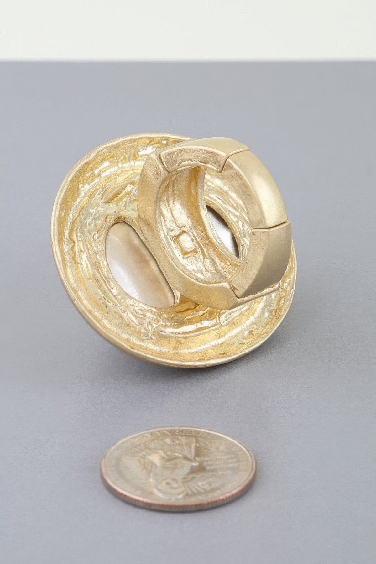 Hammered Pearl Dome Statement Ring