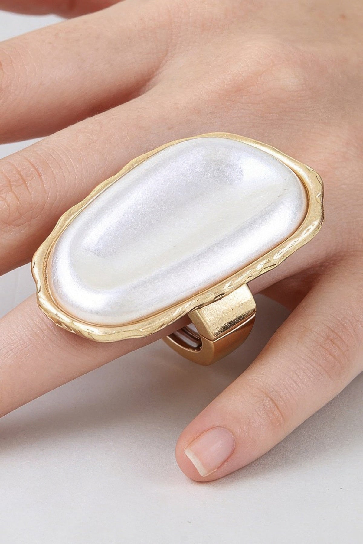 Polished Pearl Stone Wrap Ring