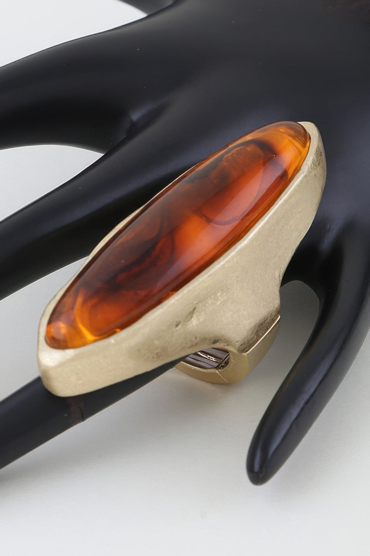 Polished Marble Oval Statement Ring