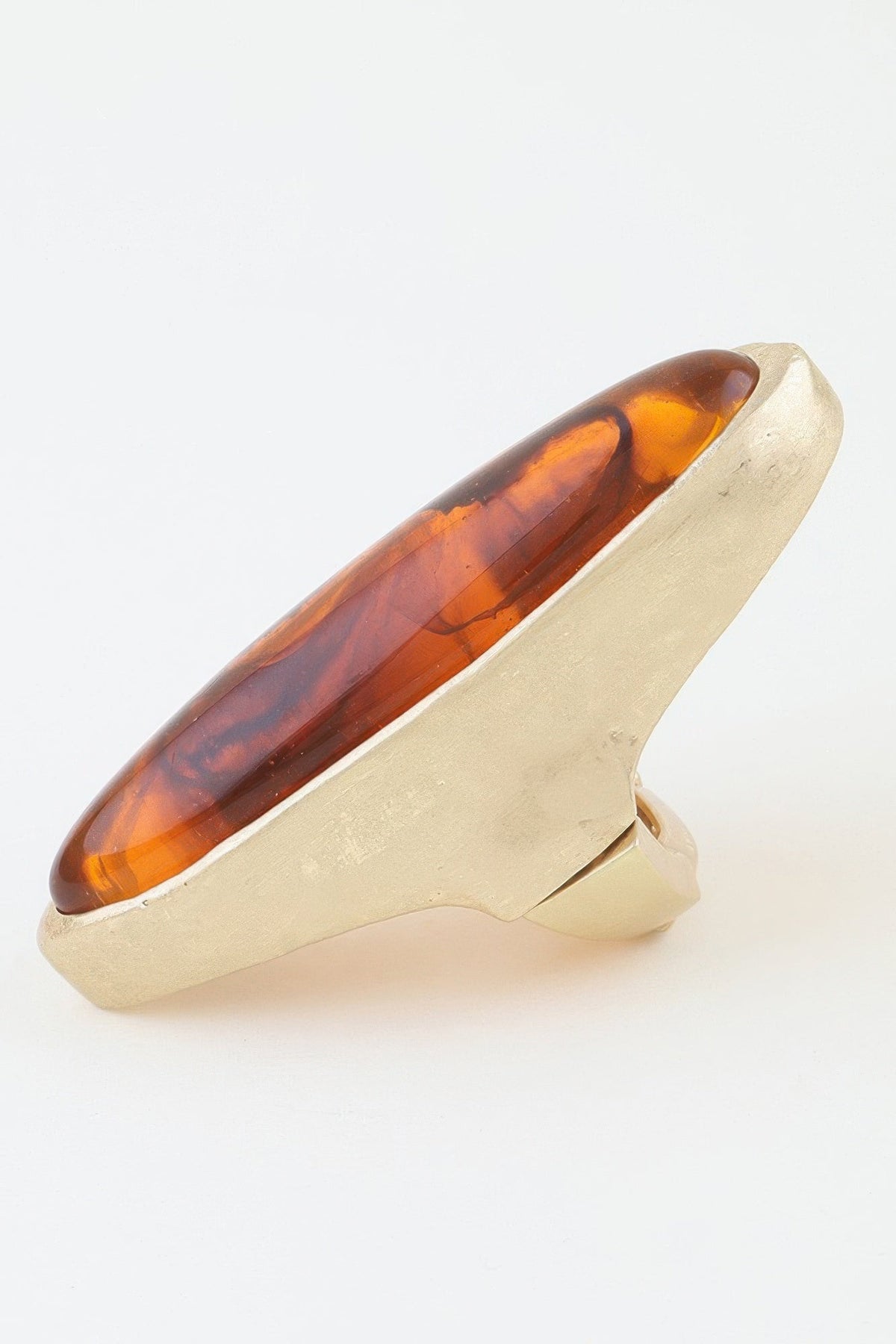 Polished Marble Oval Statement Ring