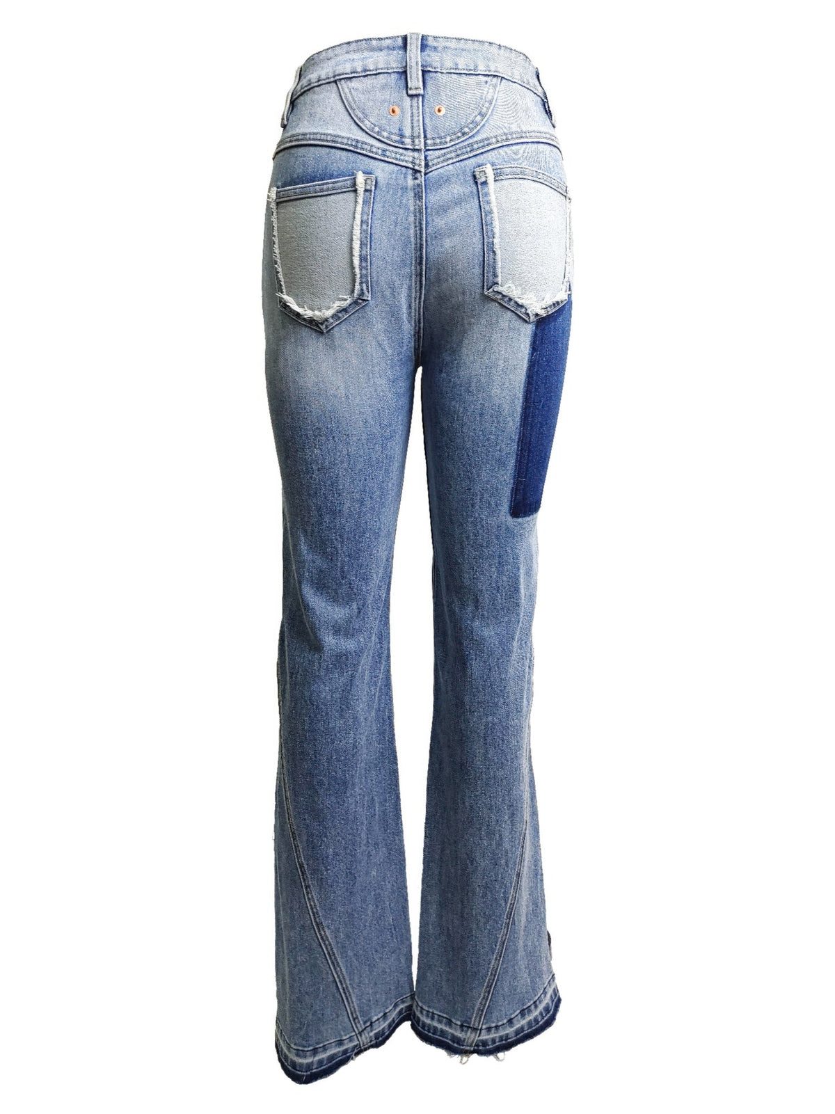 Ripped Curve-panel Flare Jeans