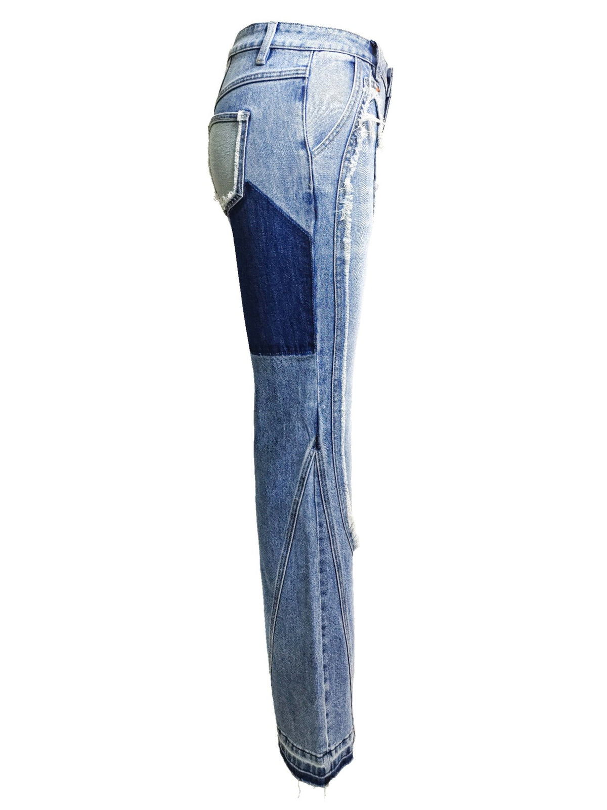 Ripped Curve-panel Flare Jeans