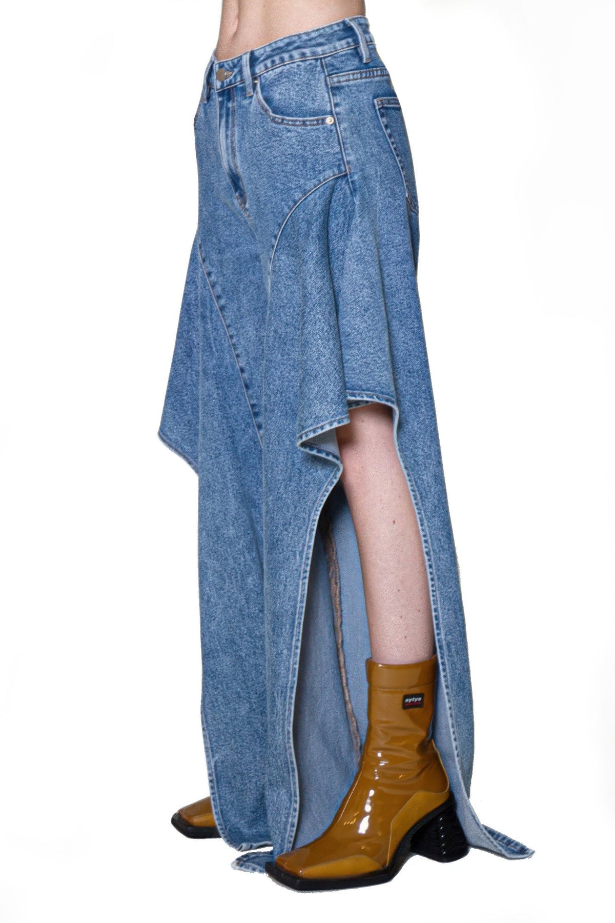 Waterfall Draped Flare Denim Pant