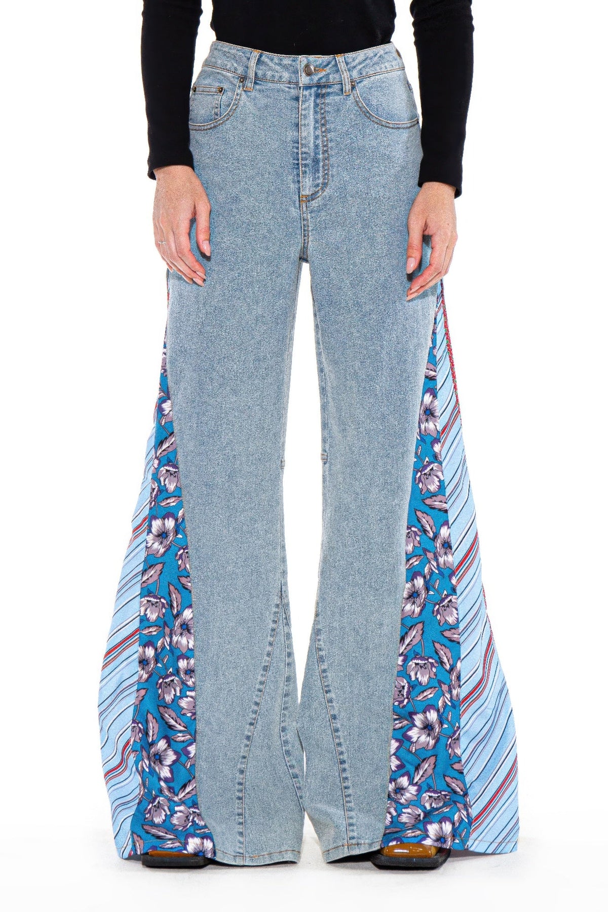 Retro Patchwork Flare Jeans