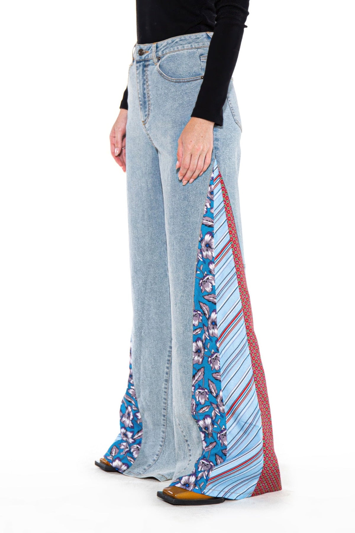 Retro Patchwork Flare Jeans