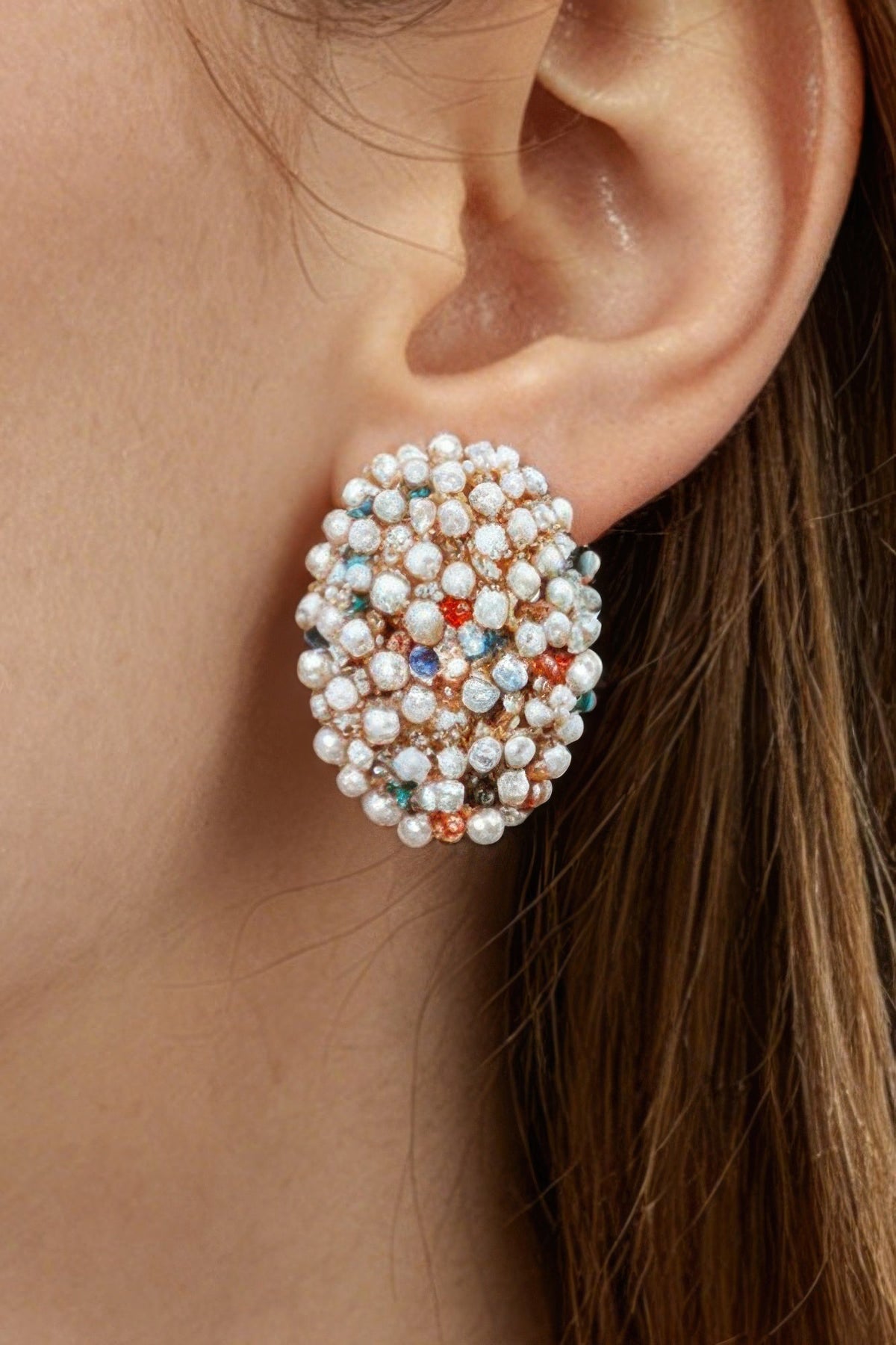 Multi Bejeweled Dome Stud Earrings