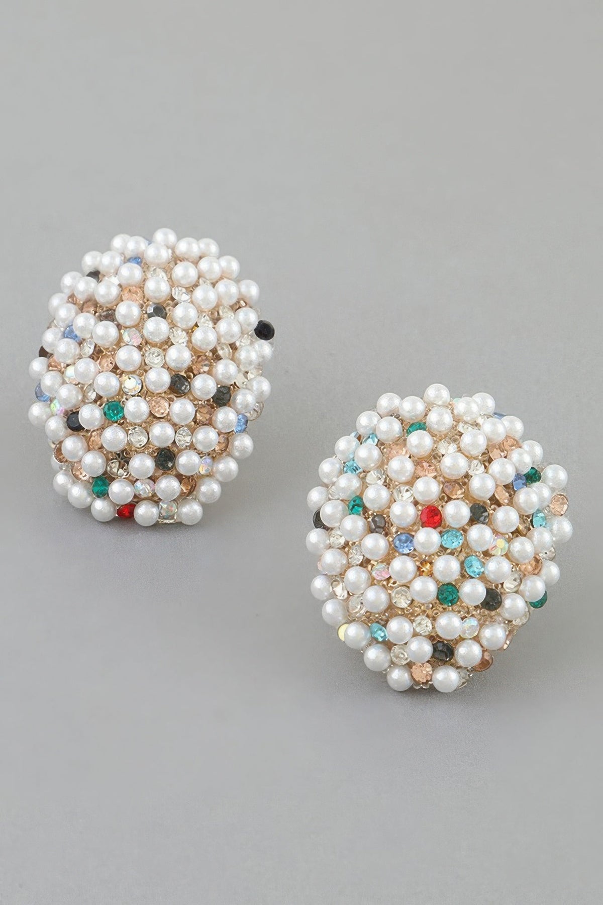 Multi Bejeweled Dome Stud Earrings