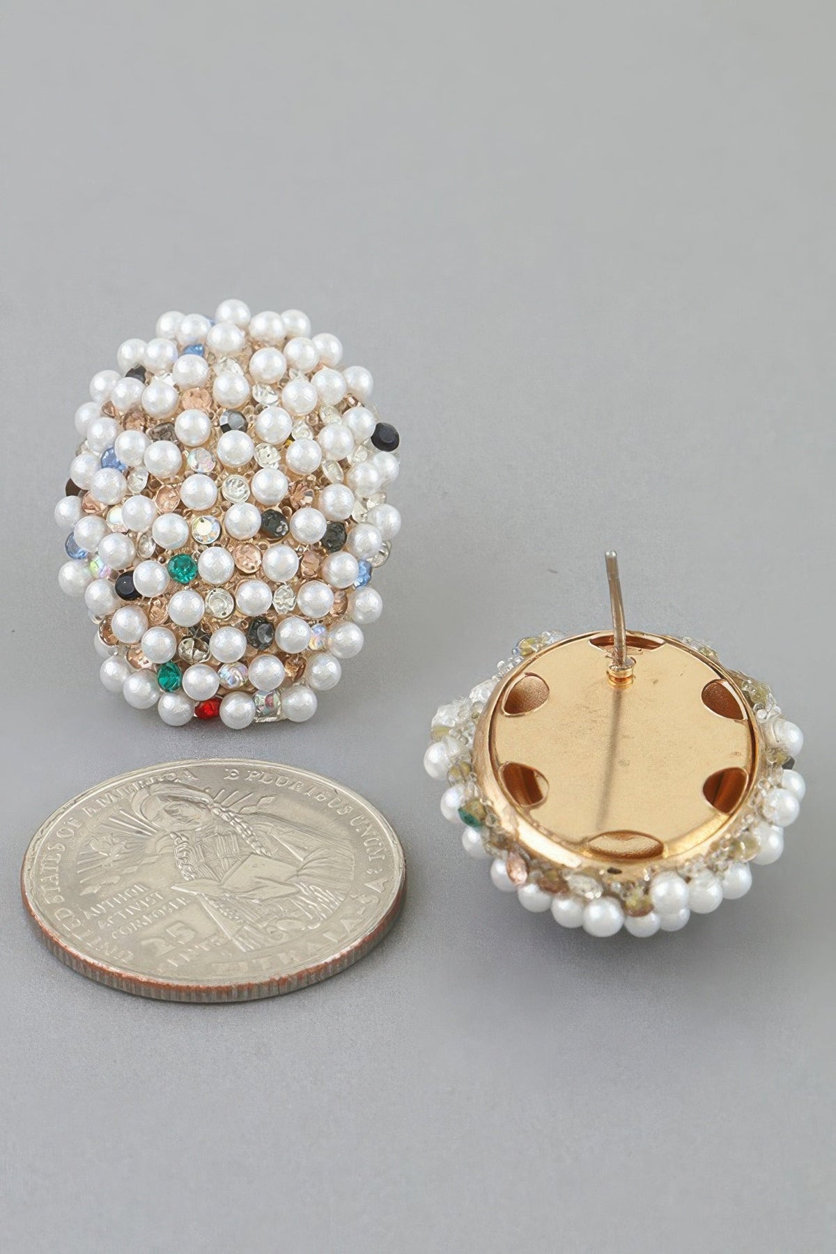 Multi Bejeweled Dome Stud Earrings