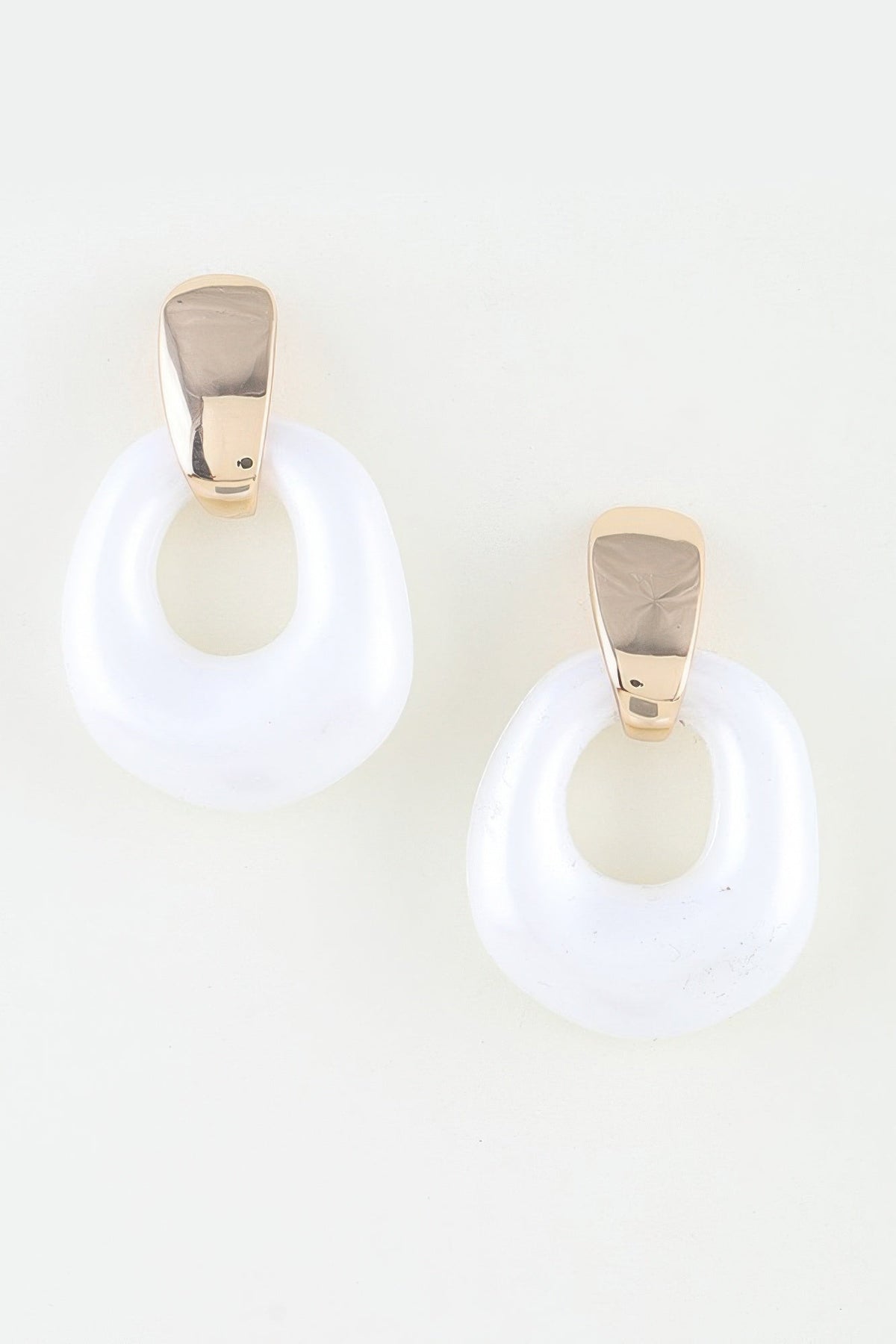 Polished Stone Hoop Drop Earrings