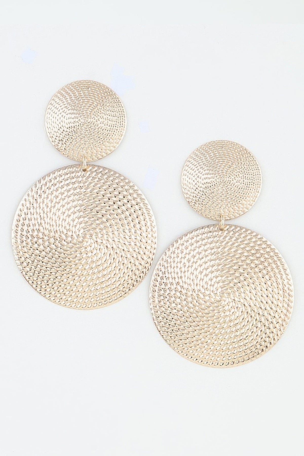 Modern Engraved Disc Drop Earrings