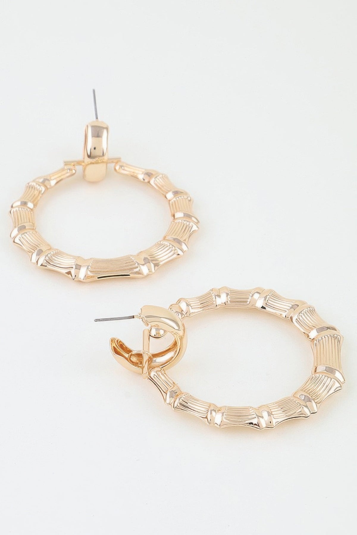 Polished Bamboo Hoop Earrings