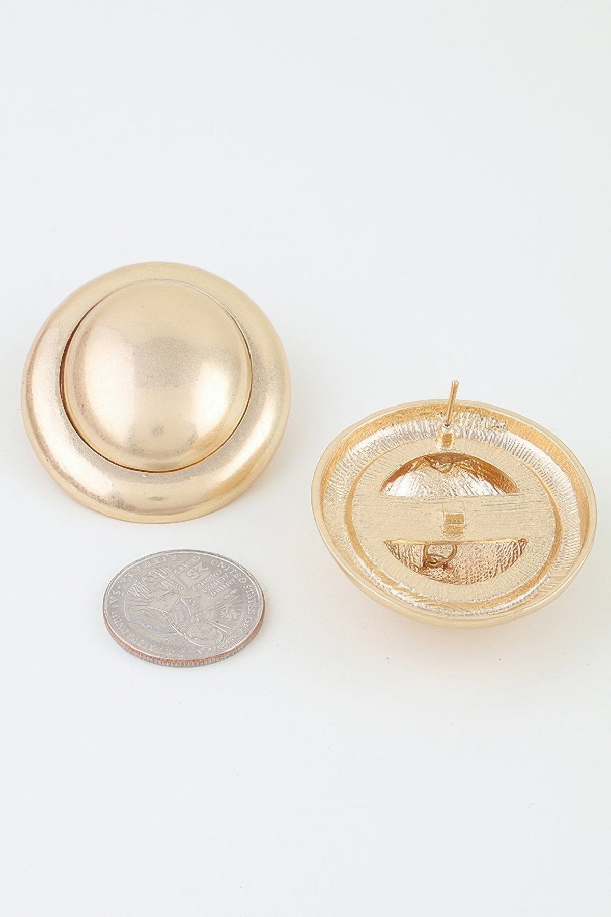 Polished Matte Dome Stud Earrings