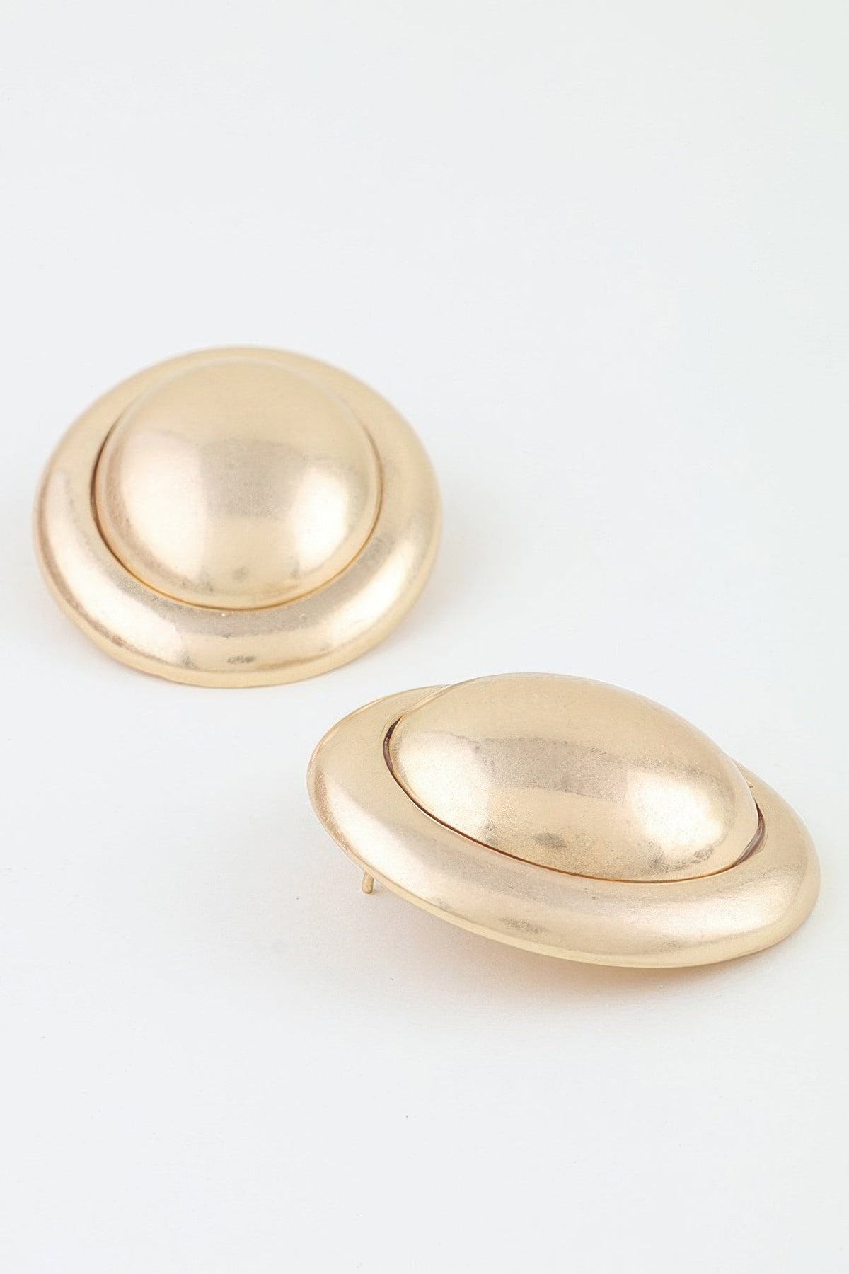 Polished Matte Dome Stud Earrings