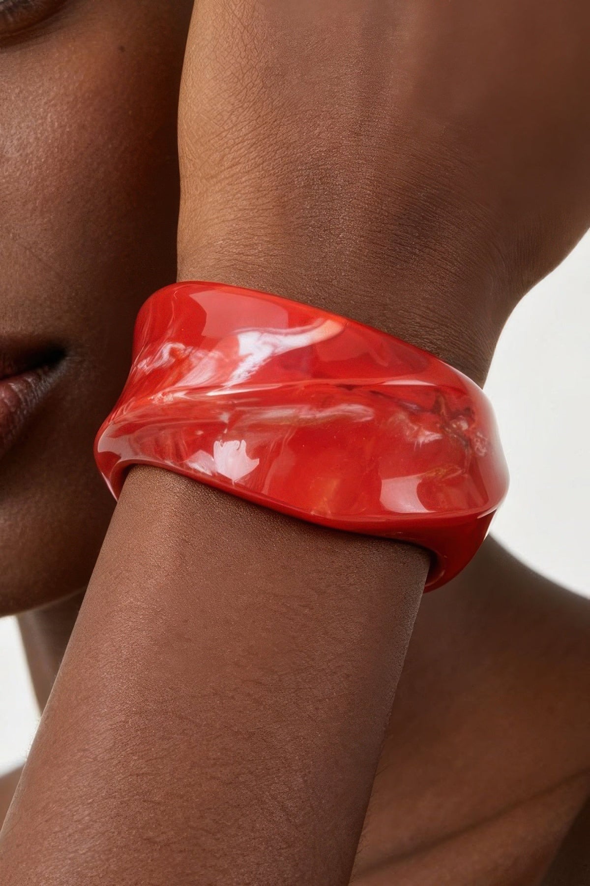 Curved Wide Resin Bangle Bracelet