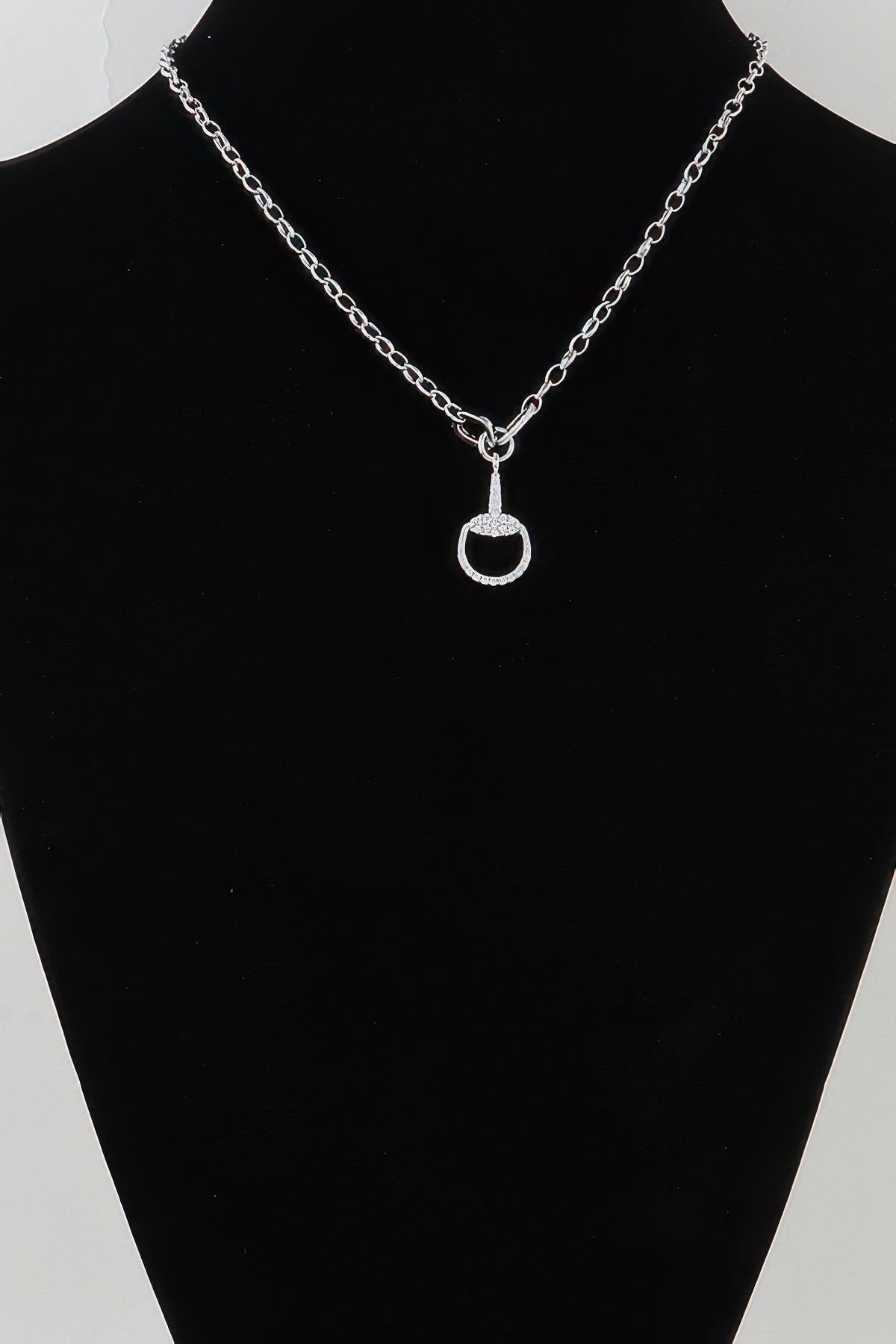Bejeweled Equestrian Drop Chain Necklace