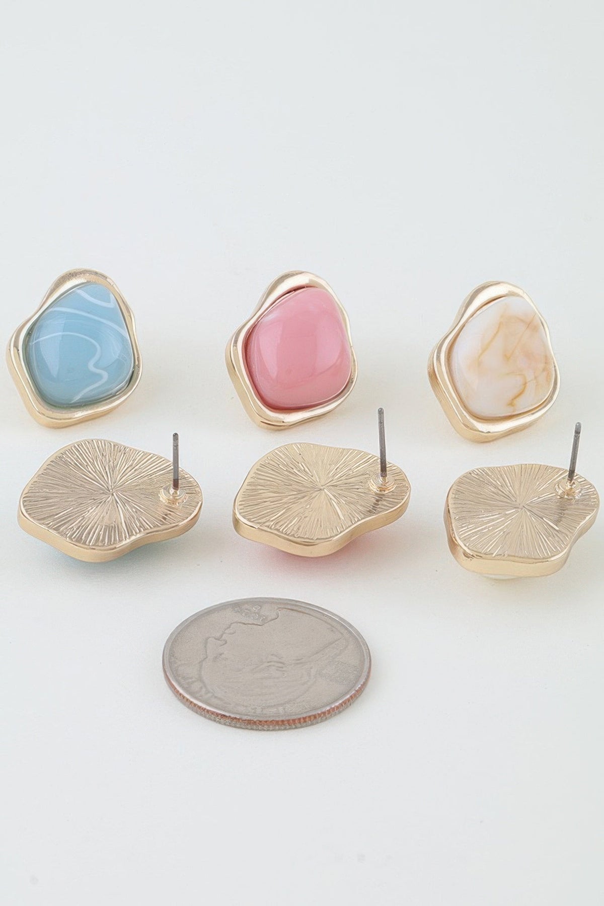 Ripple Effect Stone Stud Earrings