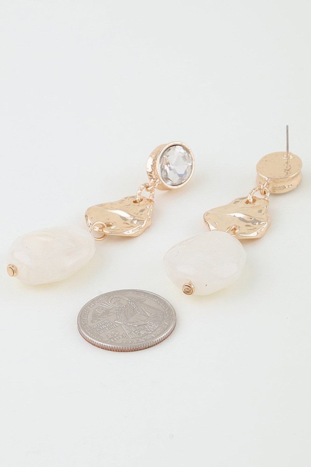 Hammered Crystal Stone Drop Earrings