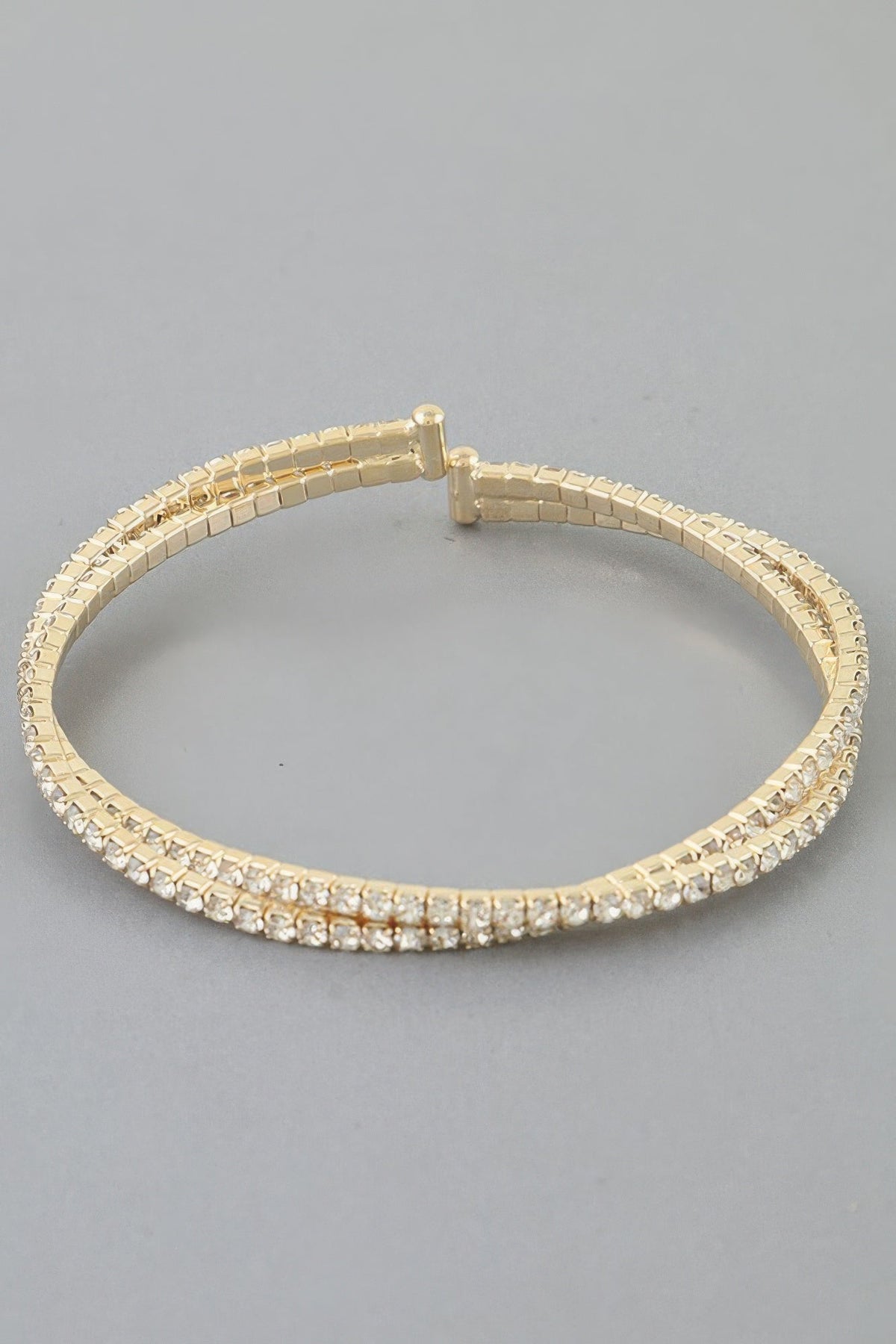 Interlocked Cubic Rhinestone Cuff Bracelet