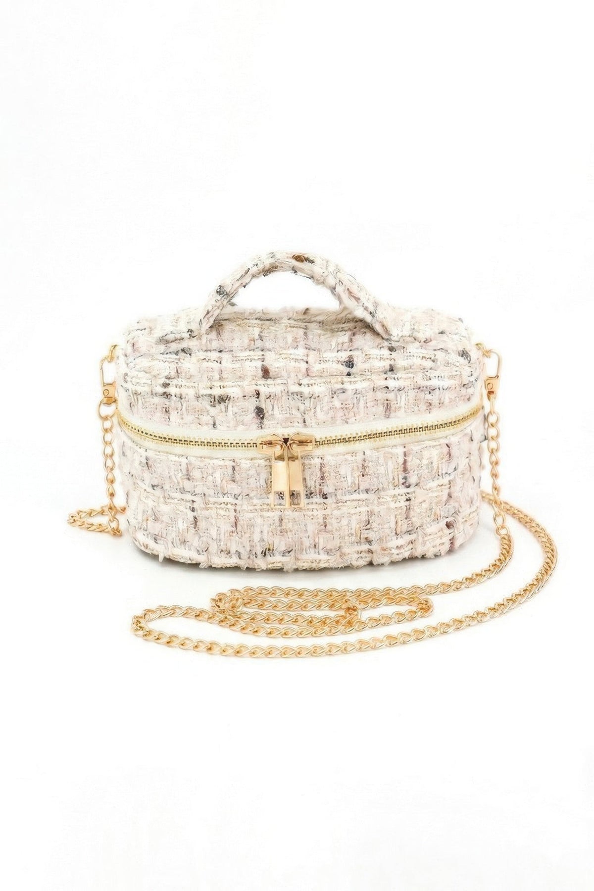 Tweed Vanity Chain Bag With Top Handle