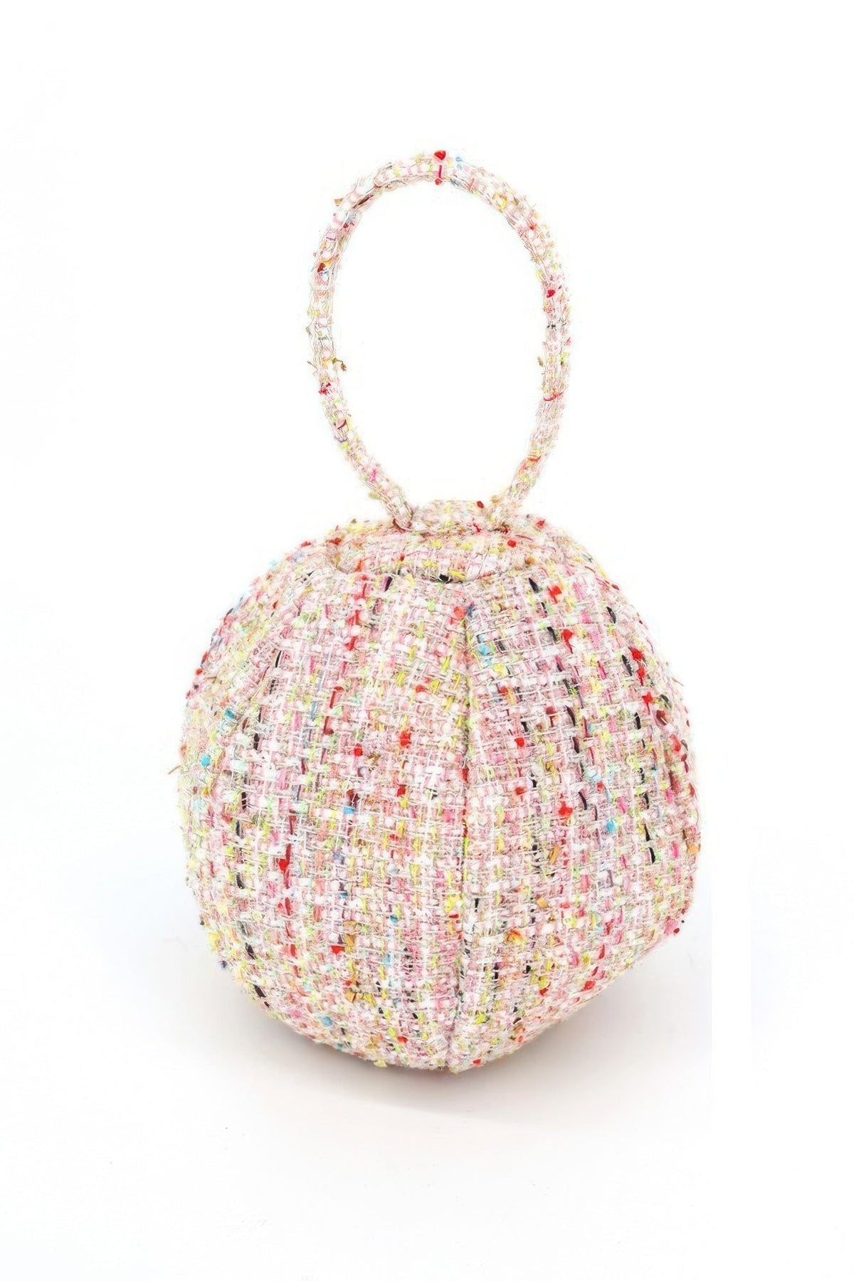 Tweed Round Ball Bag With Top Handle