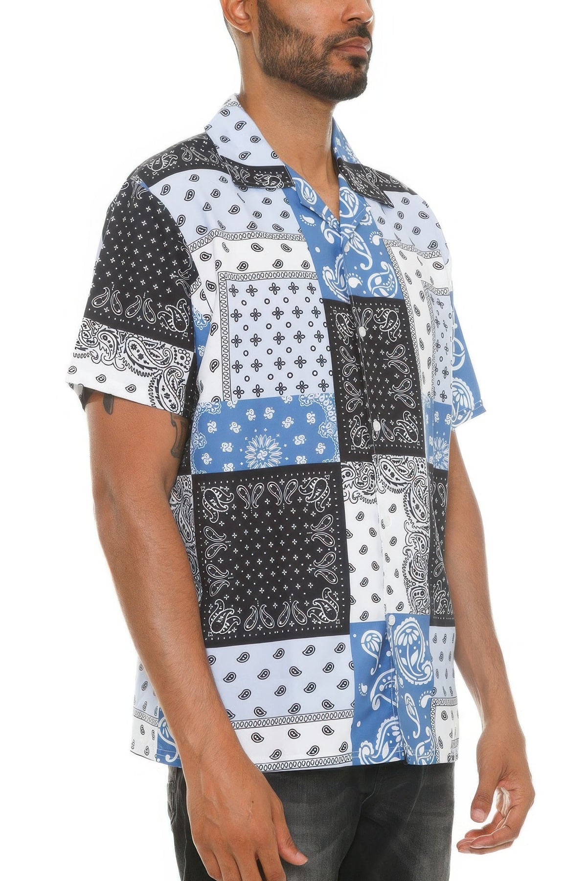 Mens Collared Print Button Down