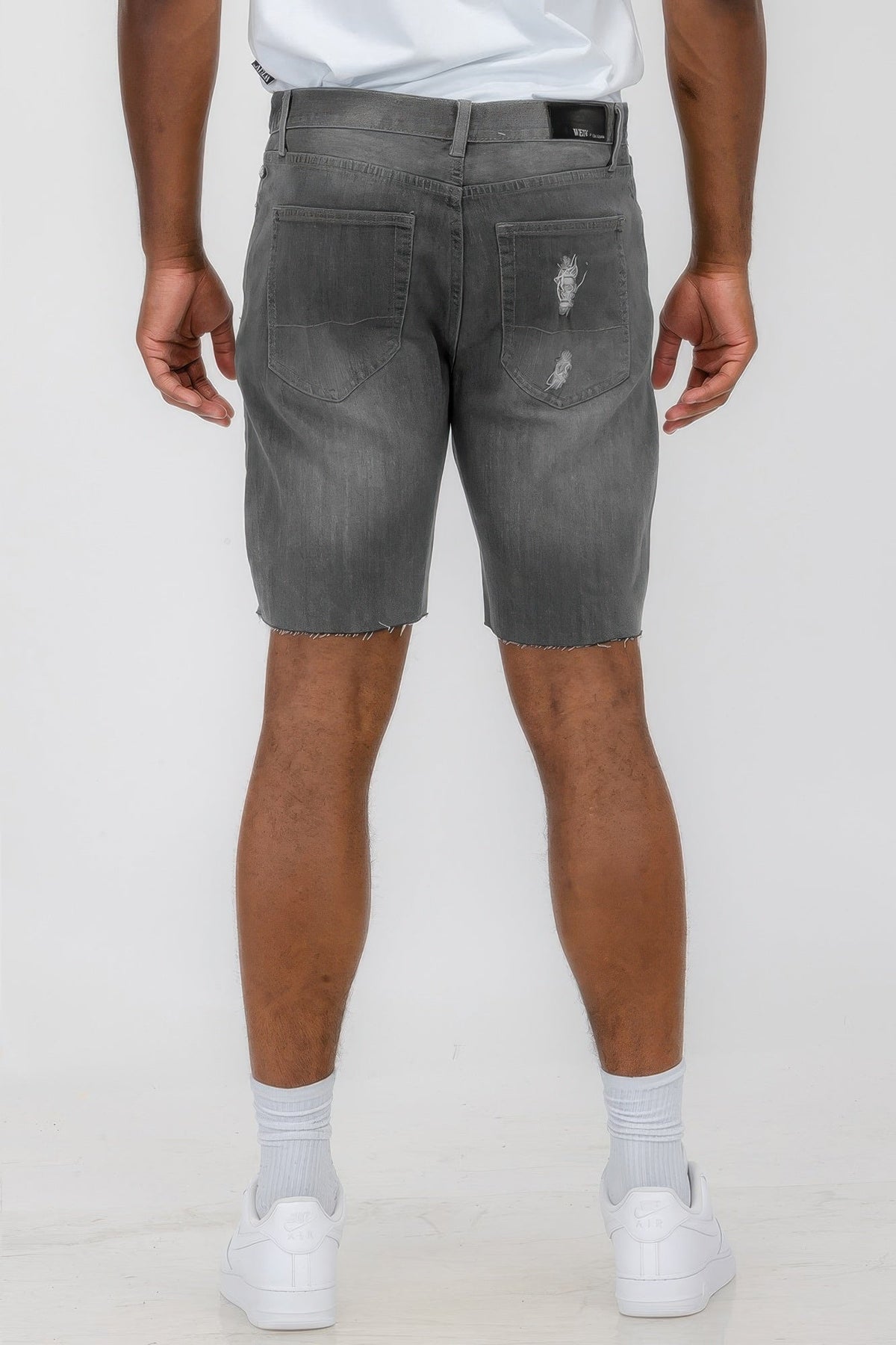 Distressed Stretch Denim Shorts