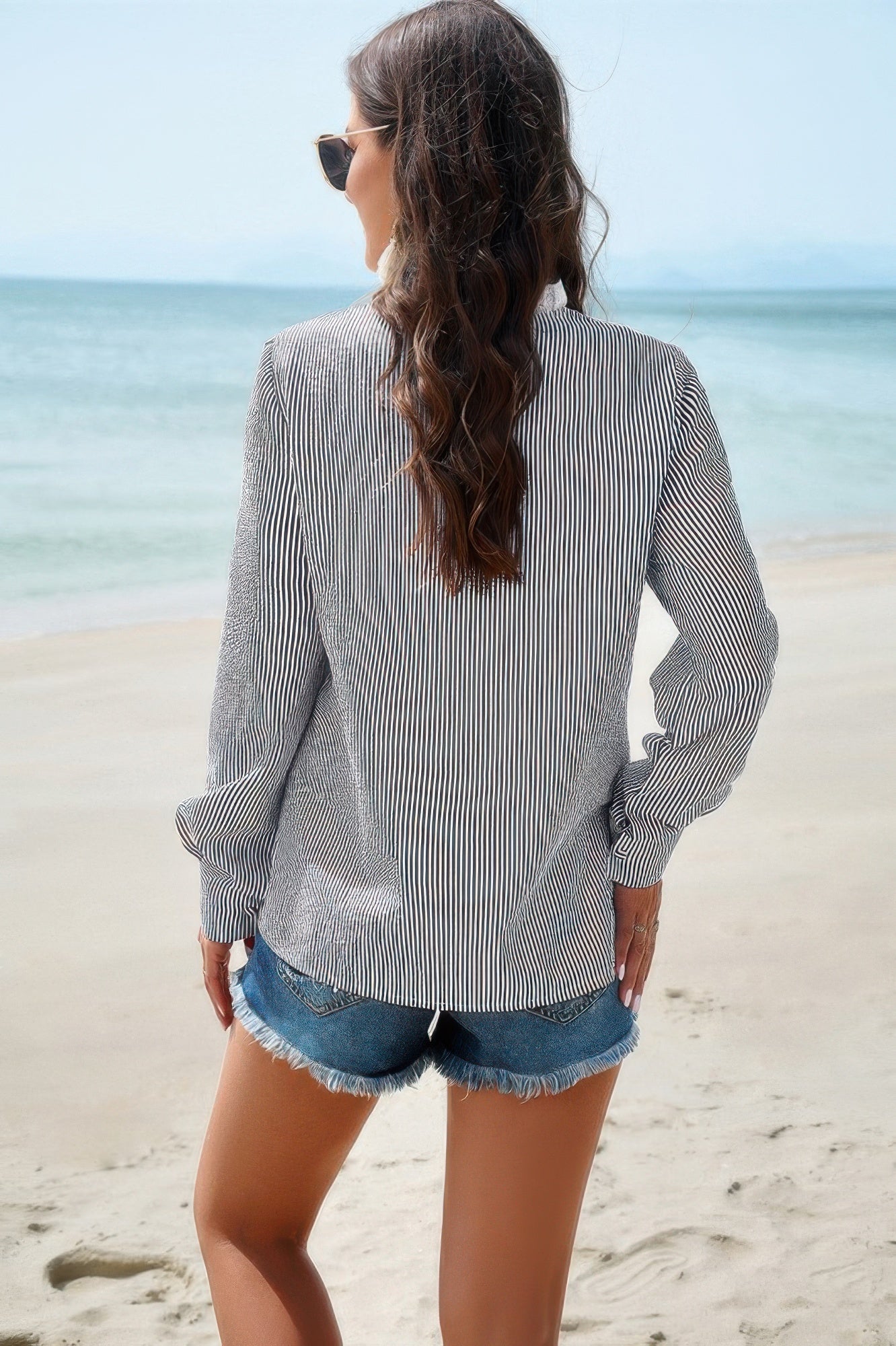 Colorblock Guipure Lace Insert Button Front Shirt See size chart under “more details”