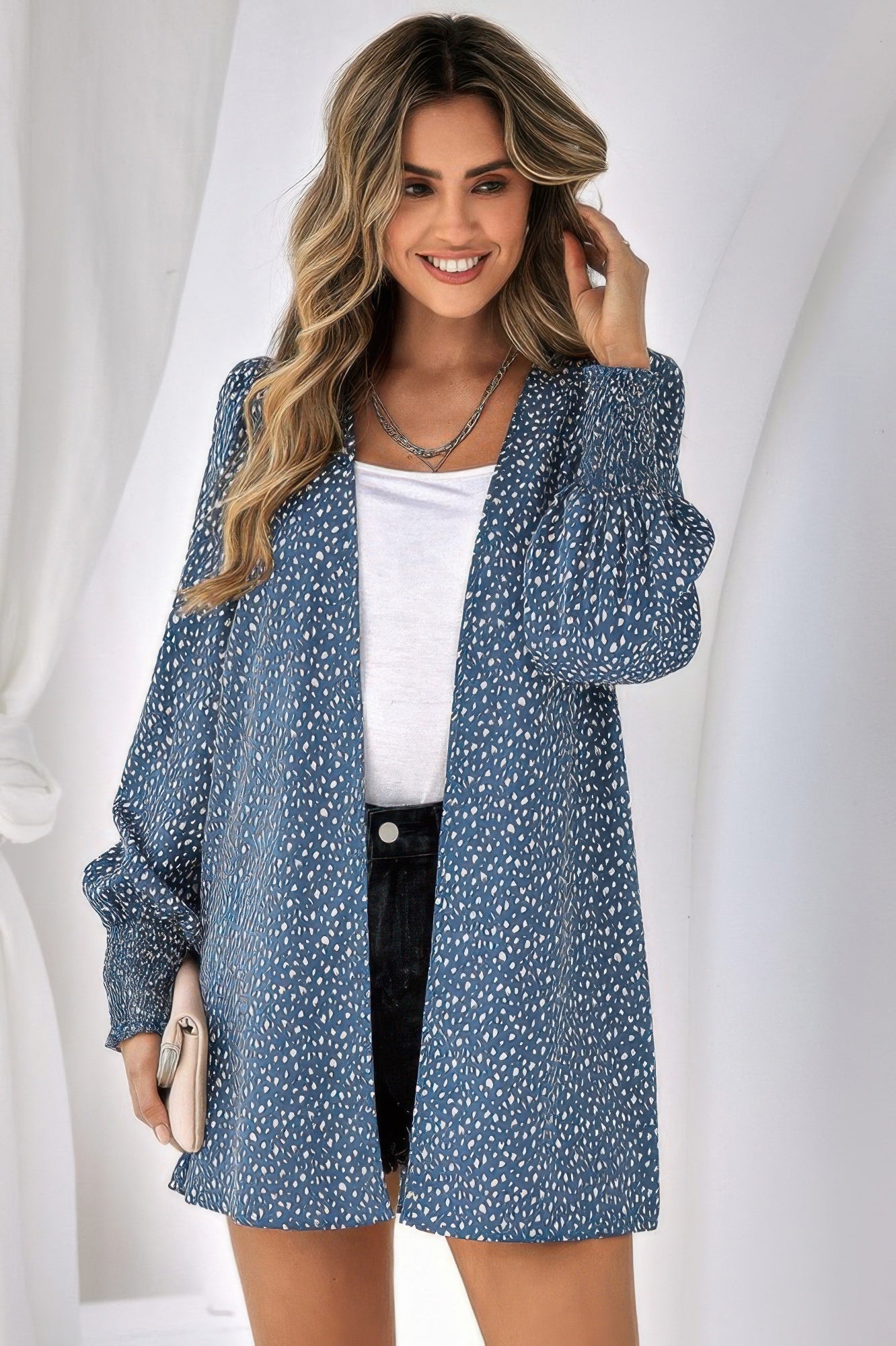 Front Open Leopard Print Loose Fit Top See size chart under “more details”
