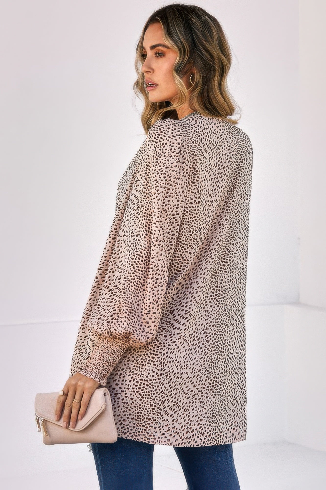 Front Open Leopard Print Loose Fit Top See size chart under “more details”
