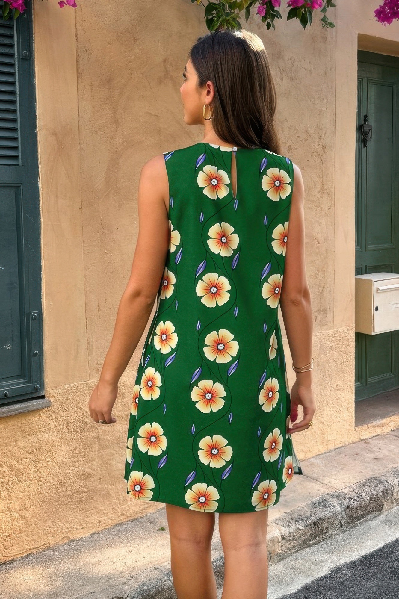 Round Neck Floral Print Sleeveless Loose Dress See size chart under “more details”