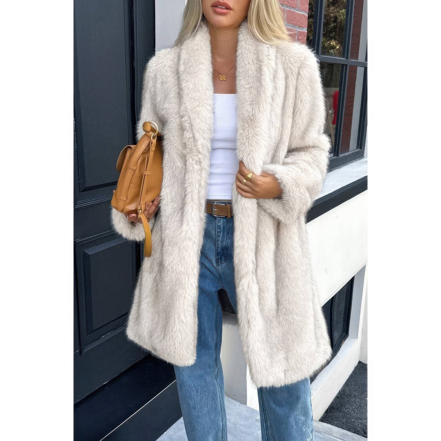 Solid Fluffy Faux Fur Shaggy Long Body Outwear See size chart under “more details”