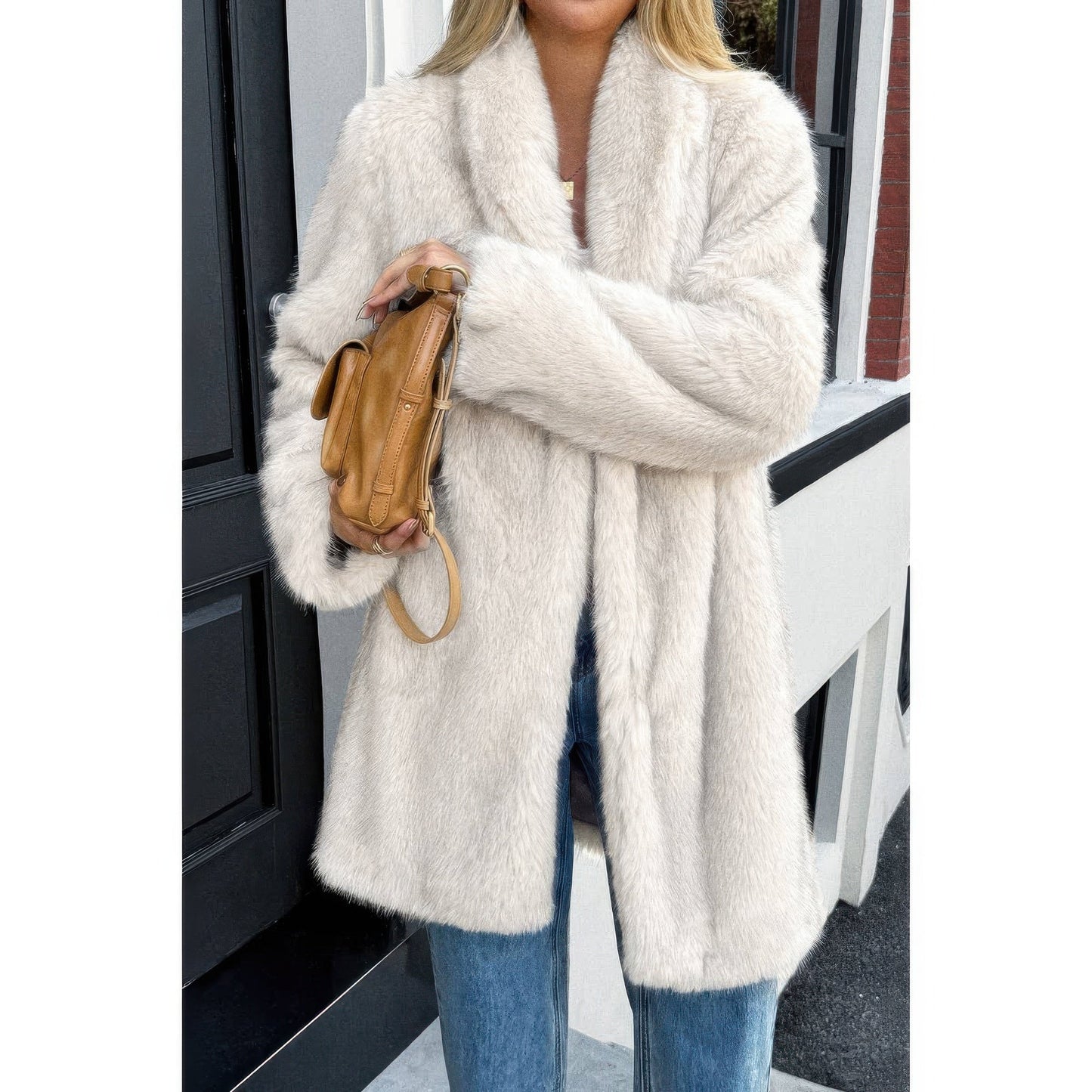 Solid Fluffy Faux Fur Shaggy Long Body Outwear See size chart under “more details”