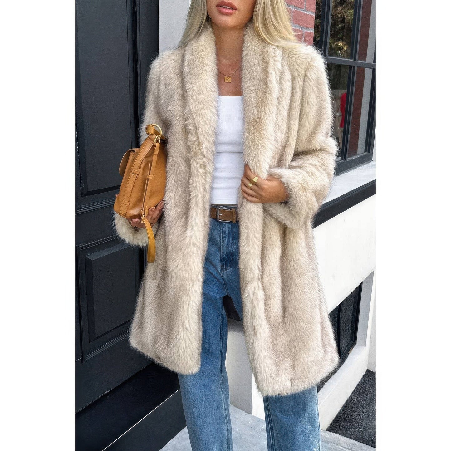 Solid Fluffy Faux Fur Shaggy Long Body Outwear See size chart under “more details”